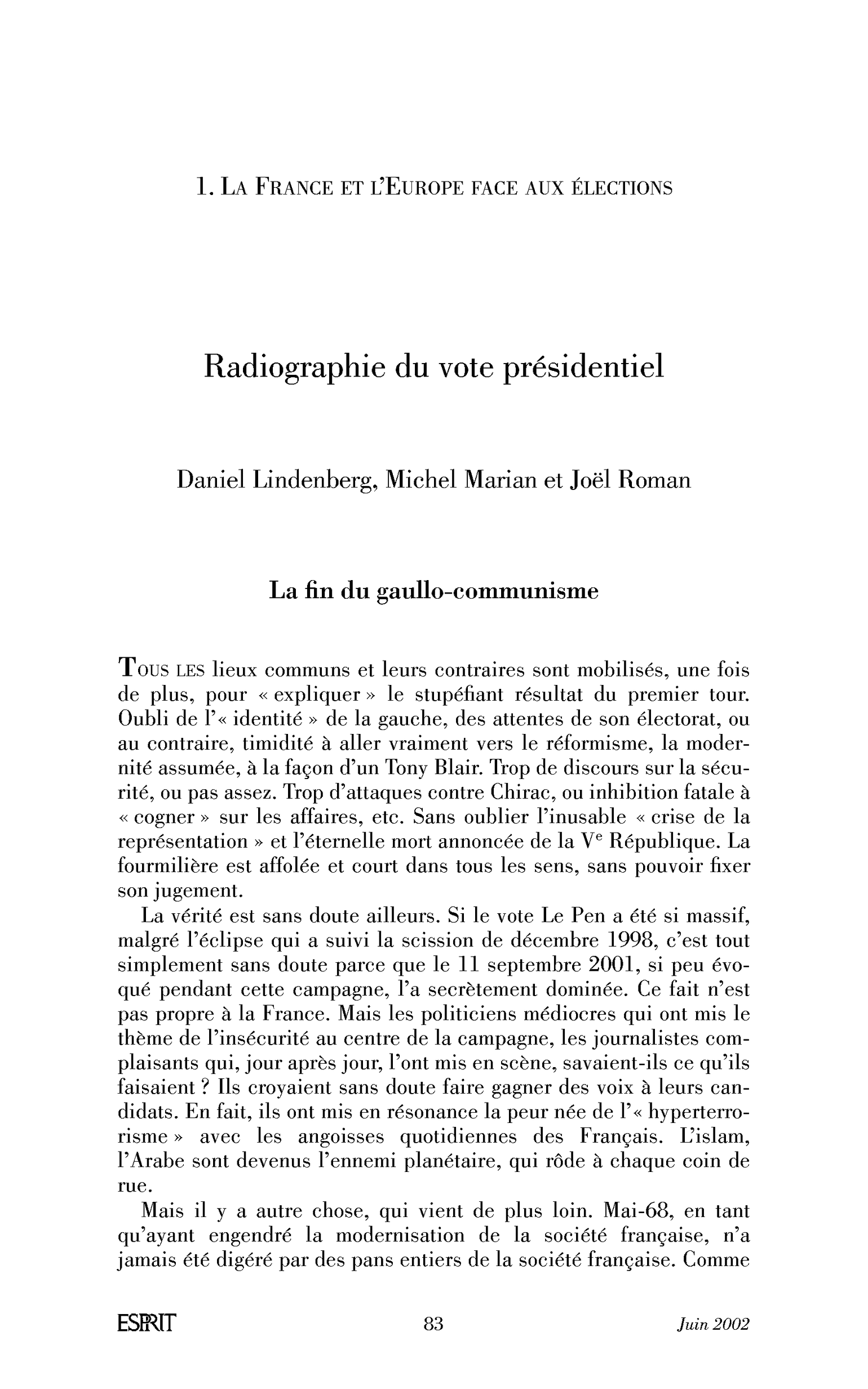 Radiographie du vote présidentiel