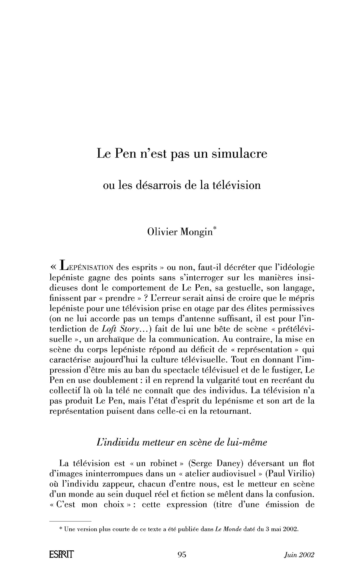Le Pen n’est pas un simulacre ou les désarrois de la télévision