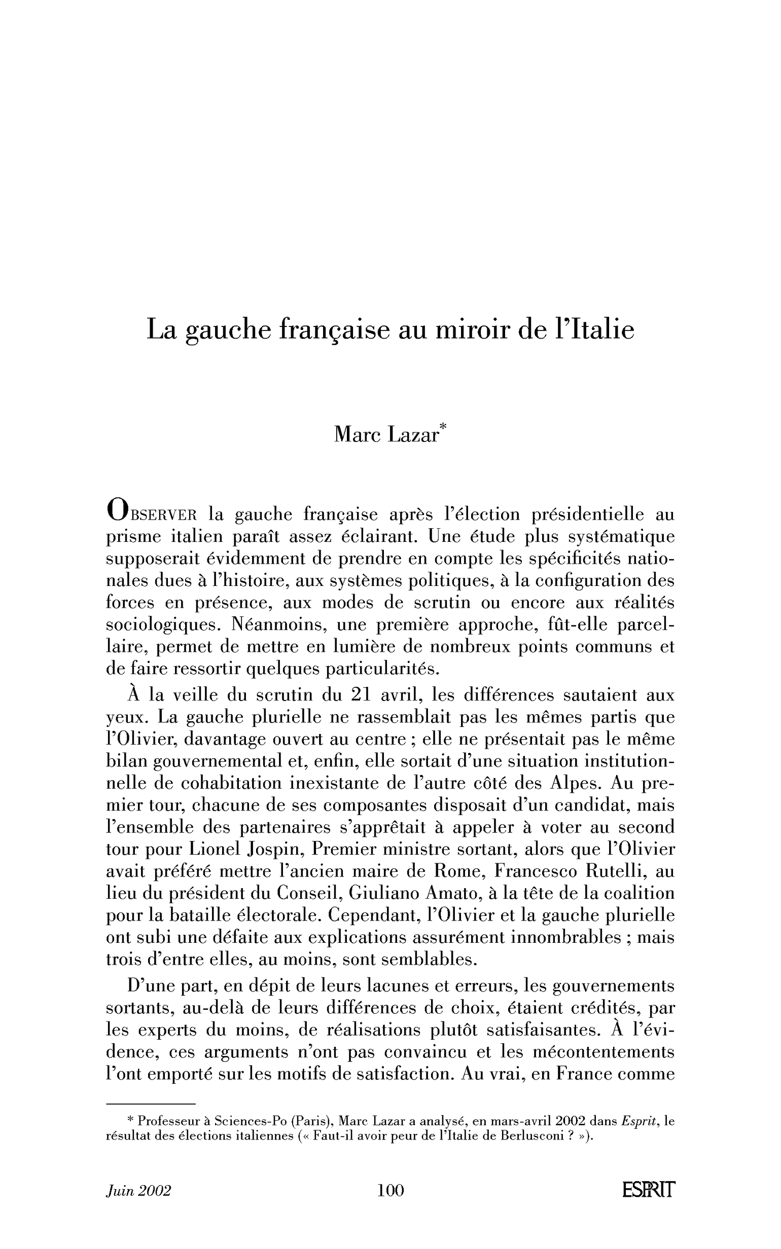 La gauche française au miroir de l’Italie