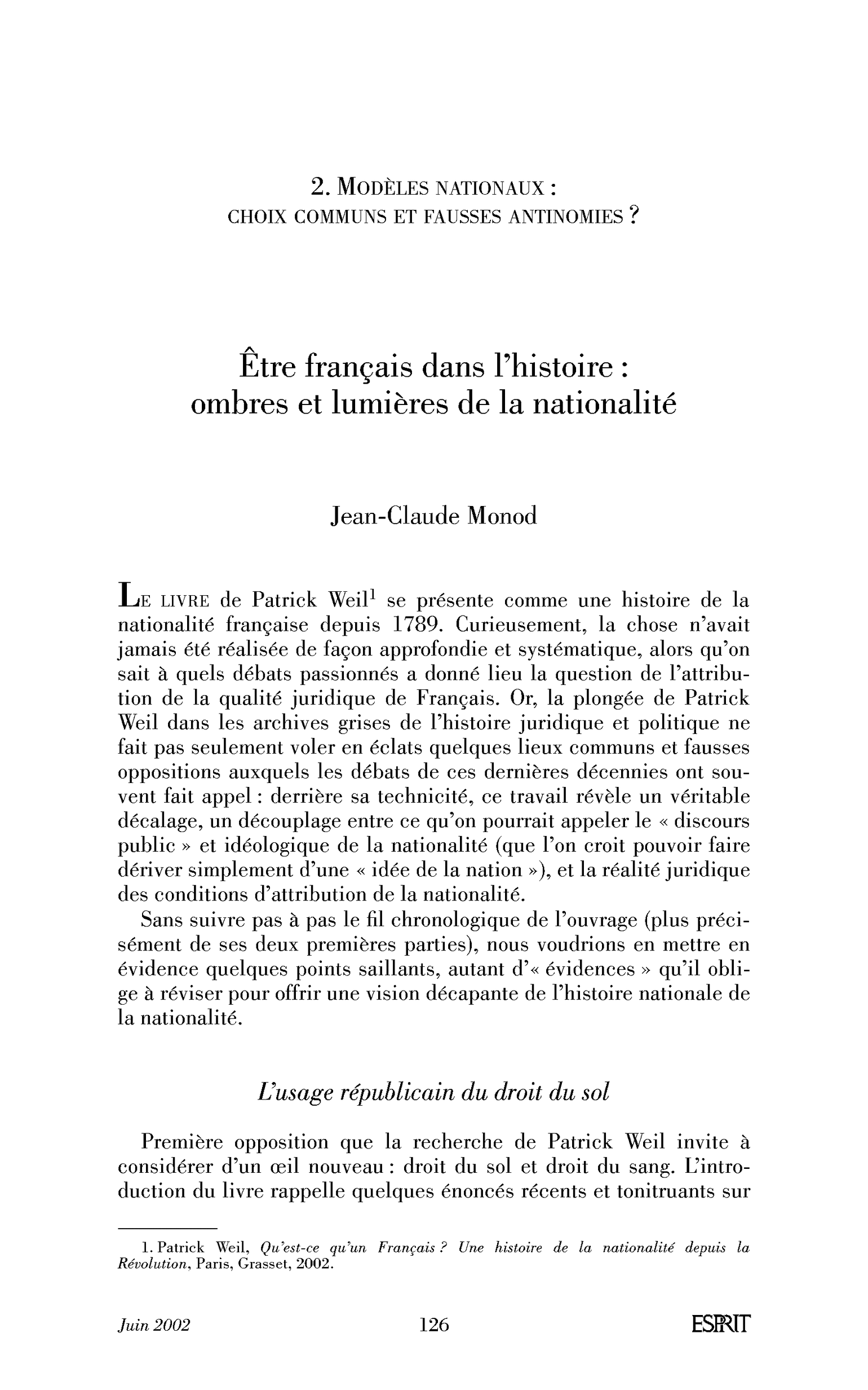 Être français dans l’histoire: ombres et lumières de la nationalité