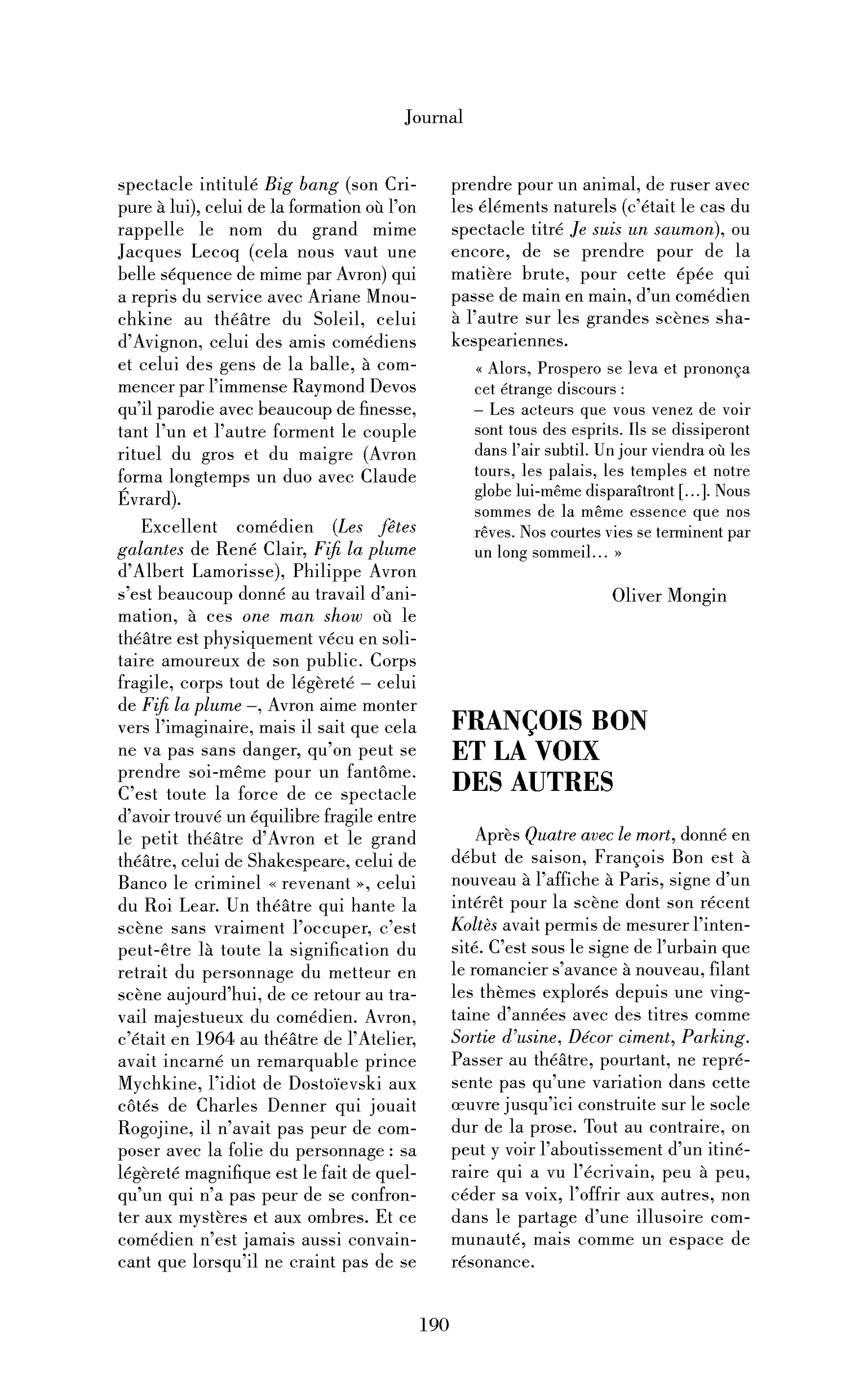 François Bon et la voix des autres