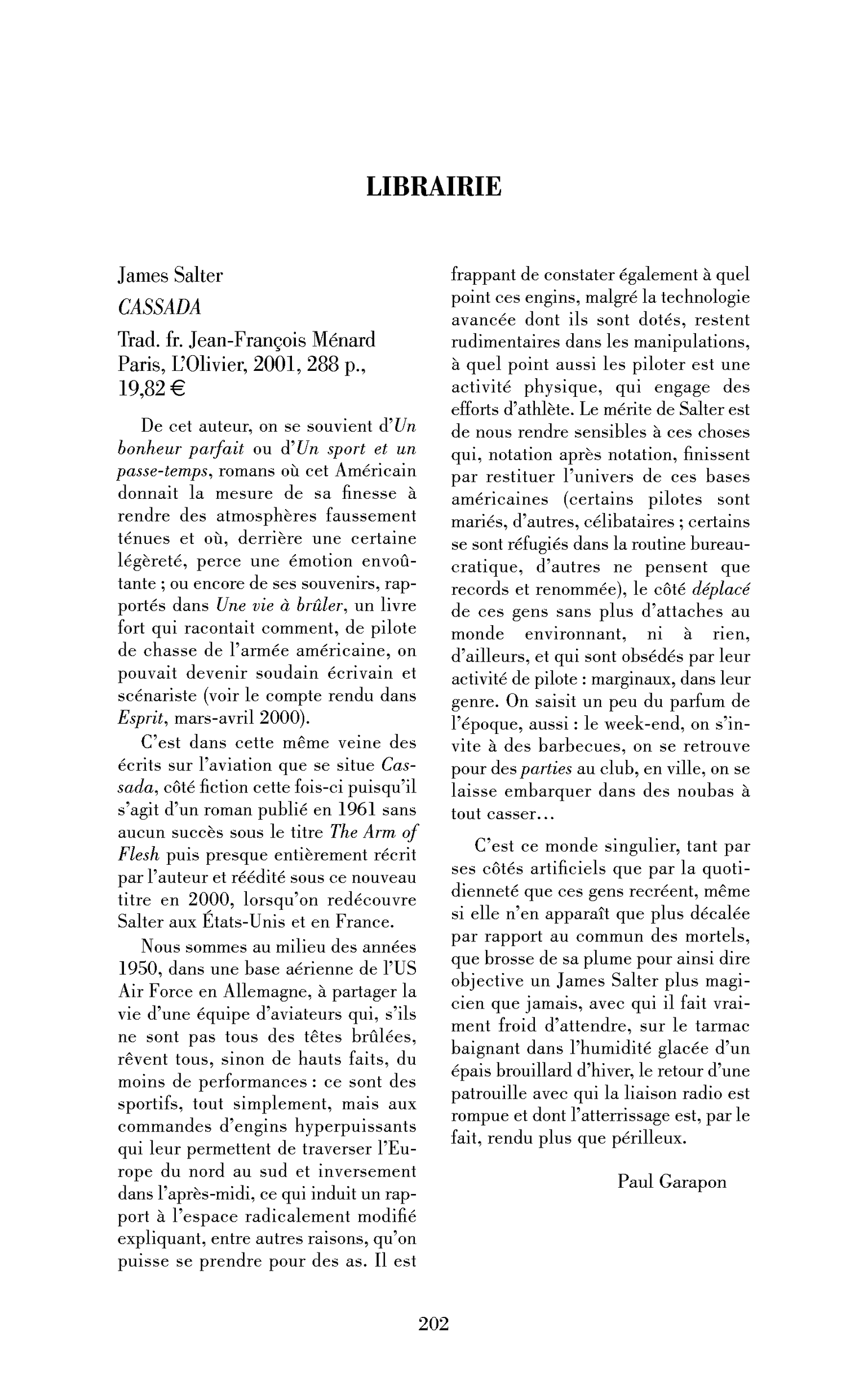 James Salter: Cassada