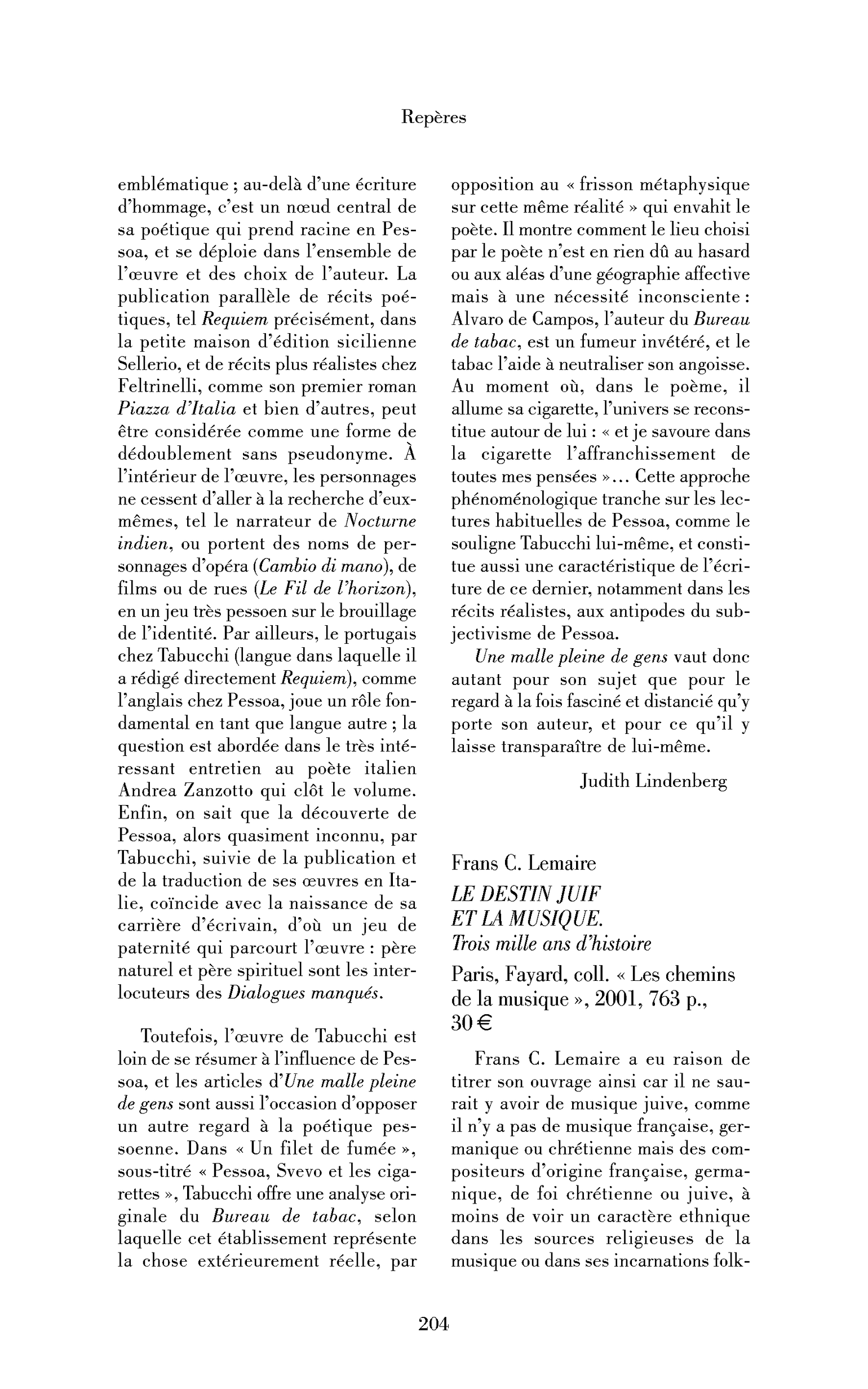 Frans C. Lemaire: le Destin juif et la musique.