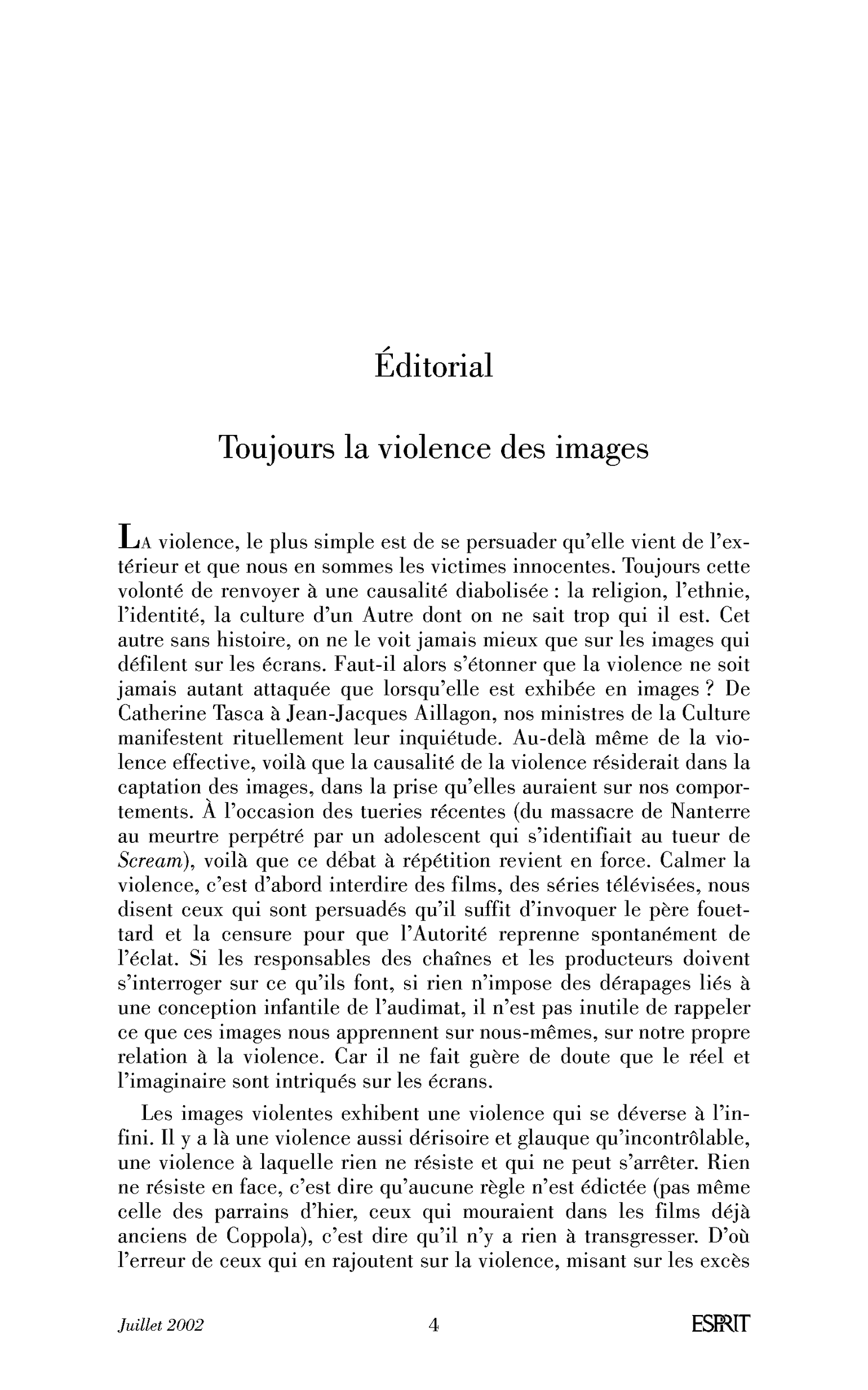 Toujours la violence des images