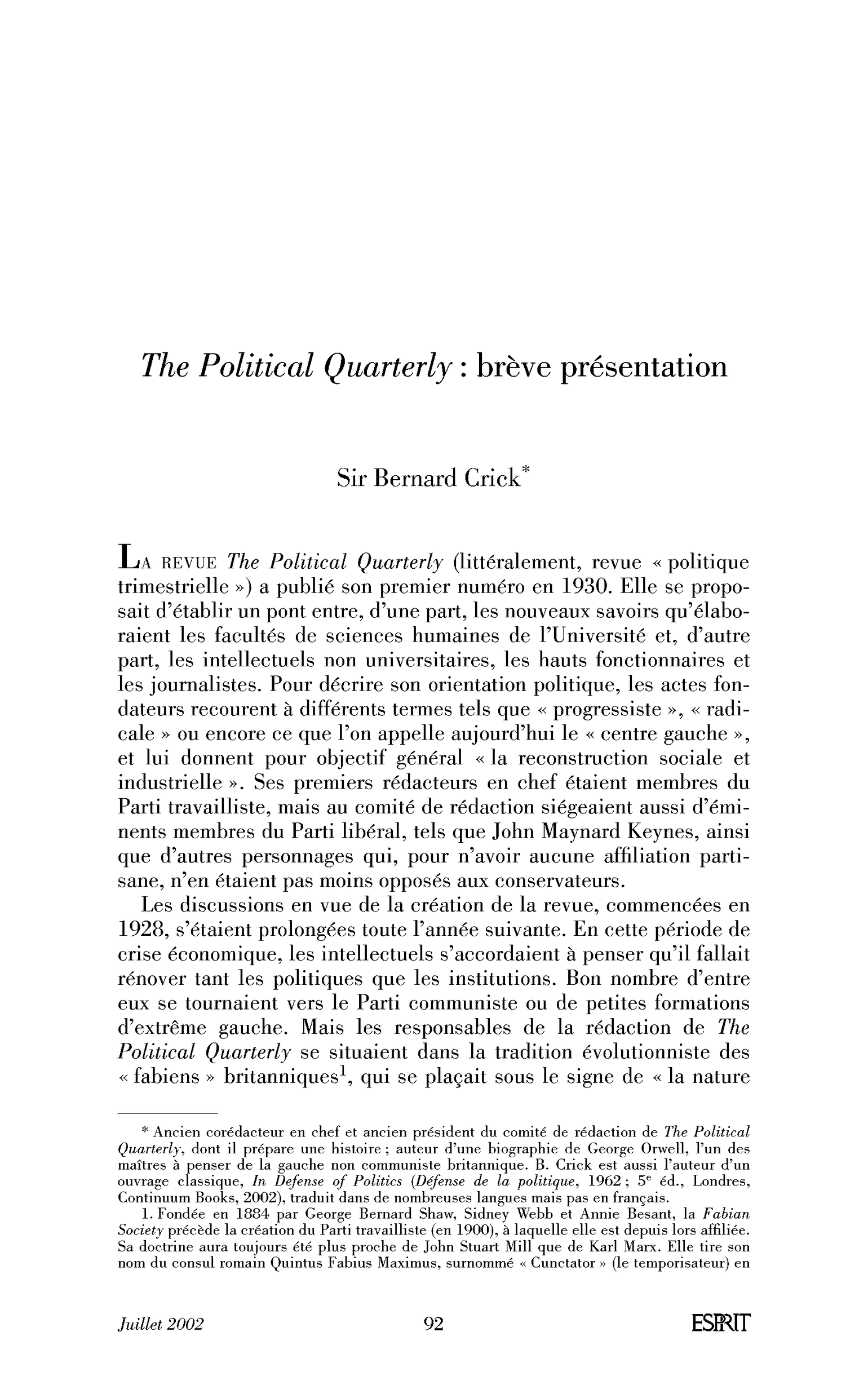 The Political Quarterly: brève présentation