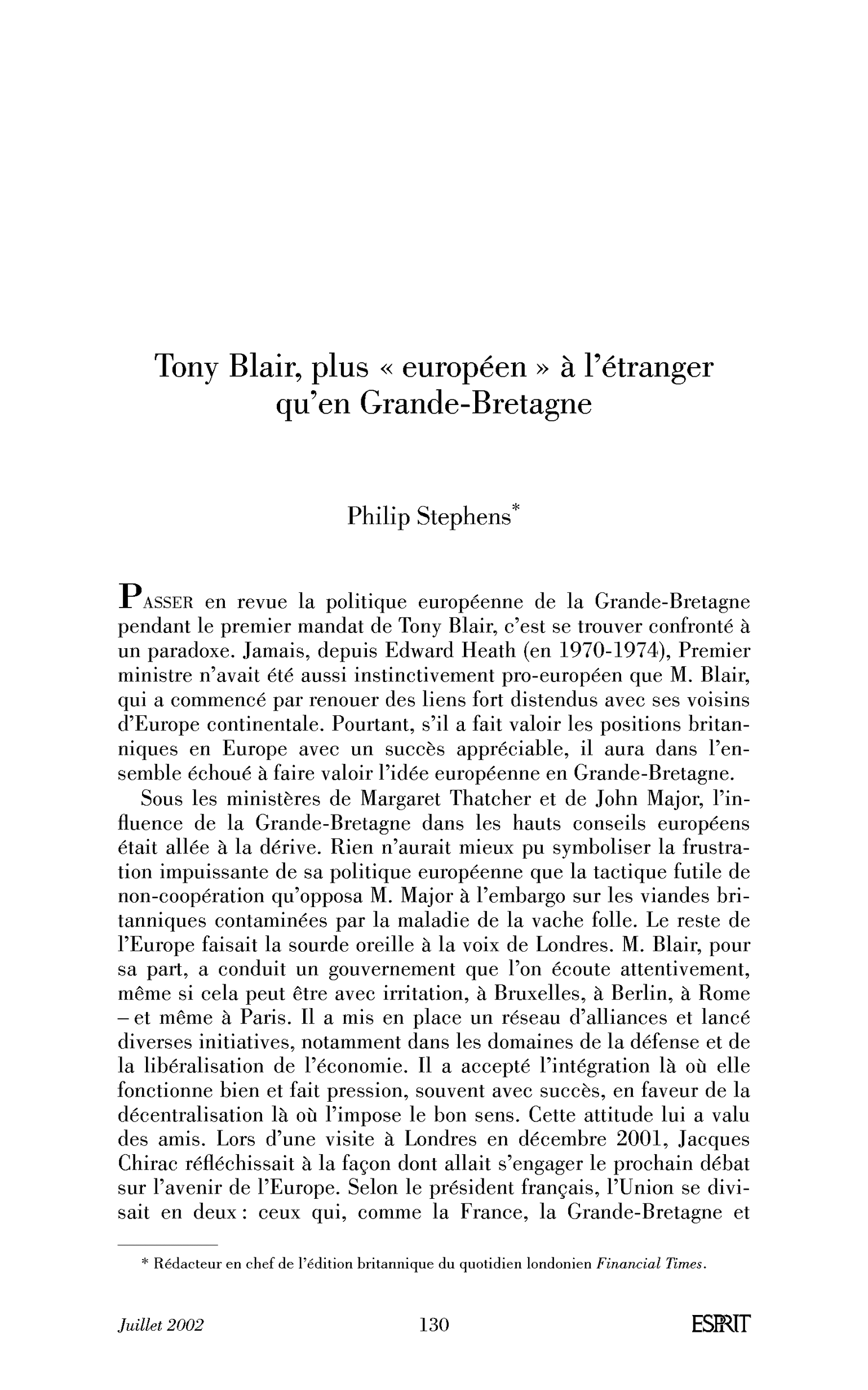 Tony Blair, plus « européen » à l’étranger qu’en Grande-Bretagne