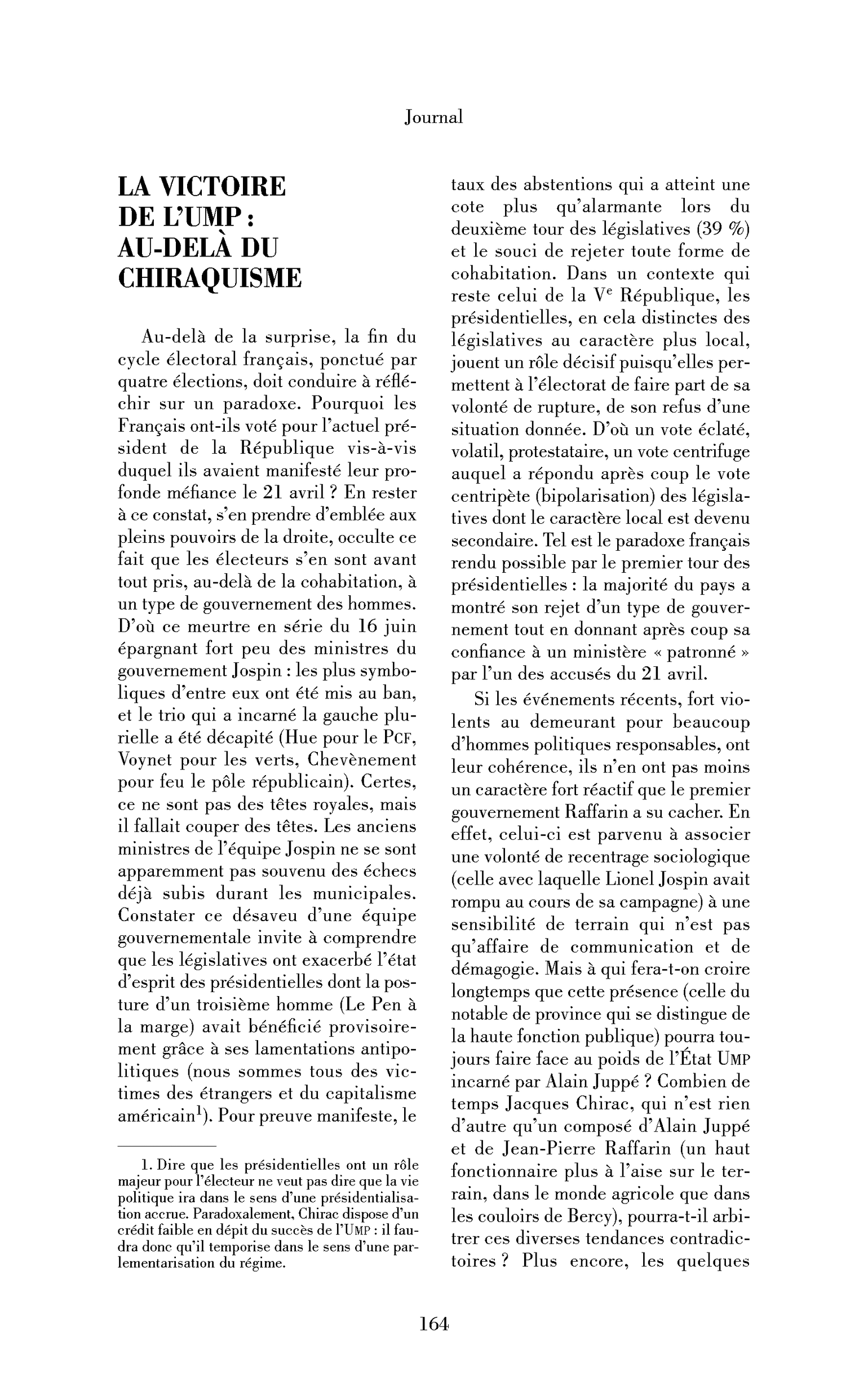 La victoire de l’UMP: au-delà du chiraquisme