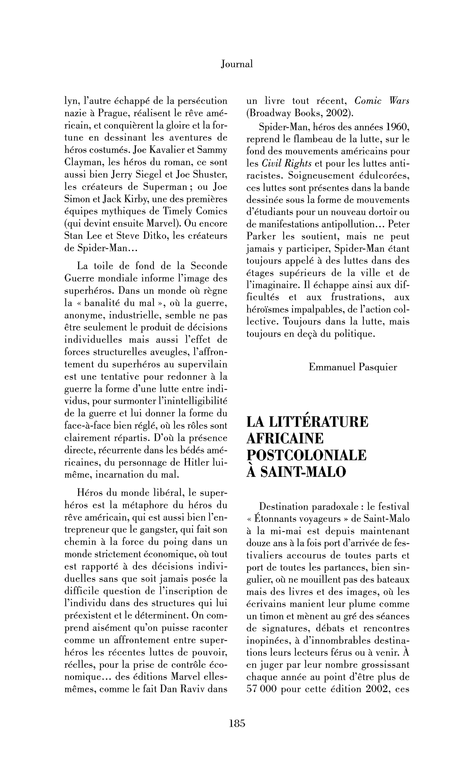 La littérature africaine postcoloniale à Saint-Malo