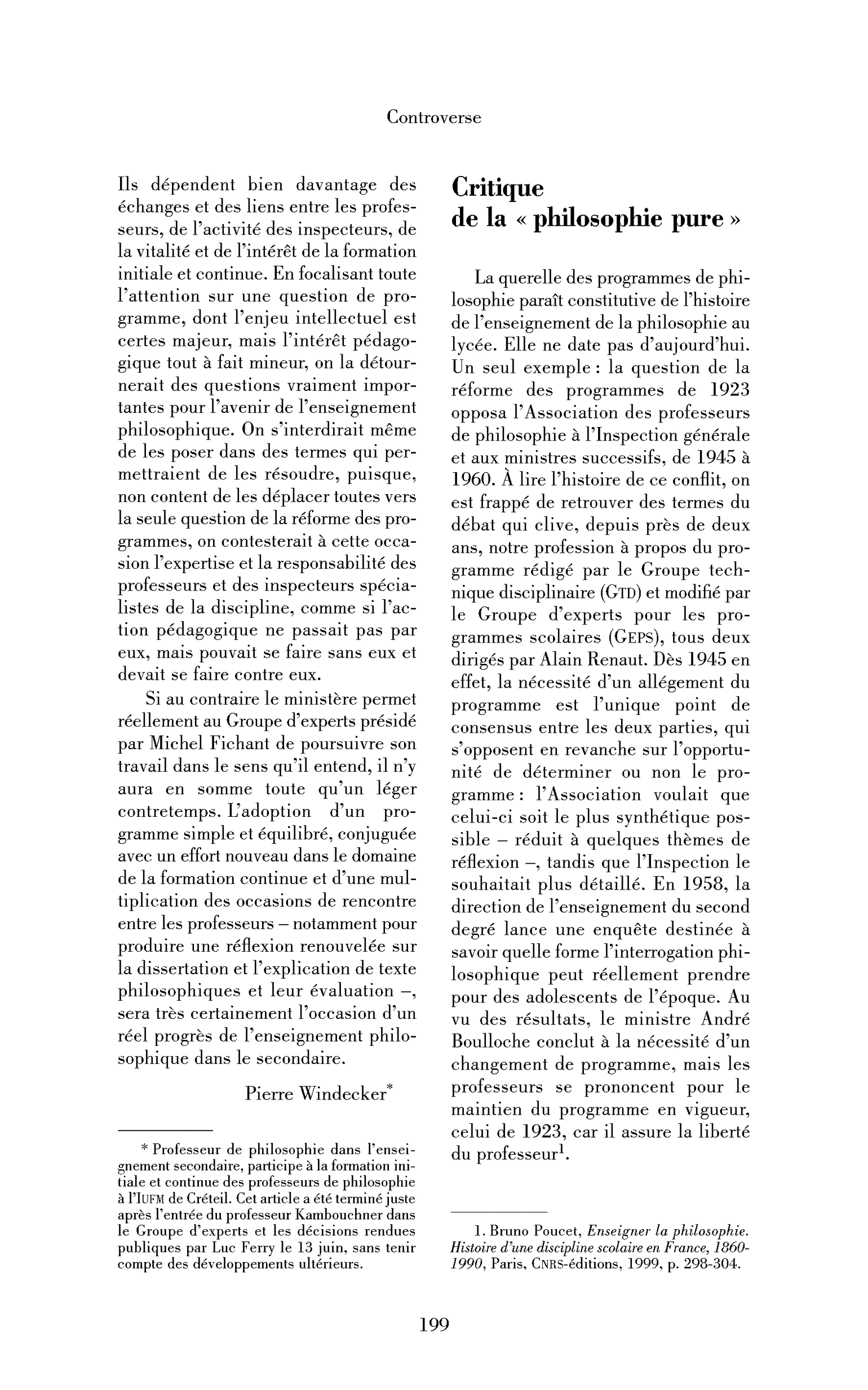 La réforme du programme de philosophie. 2. Critique de la « philosophie pure »