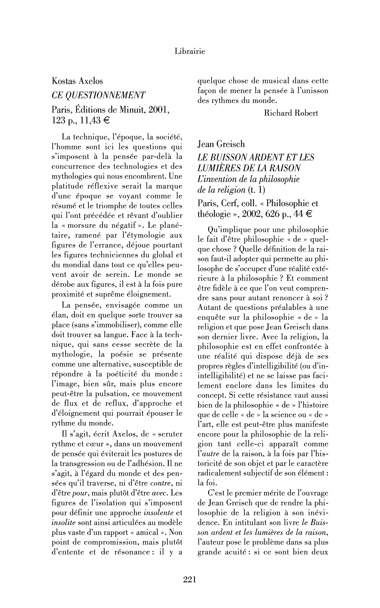 Jean Greisch: le Buisson ardent