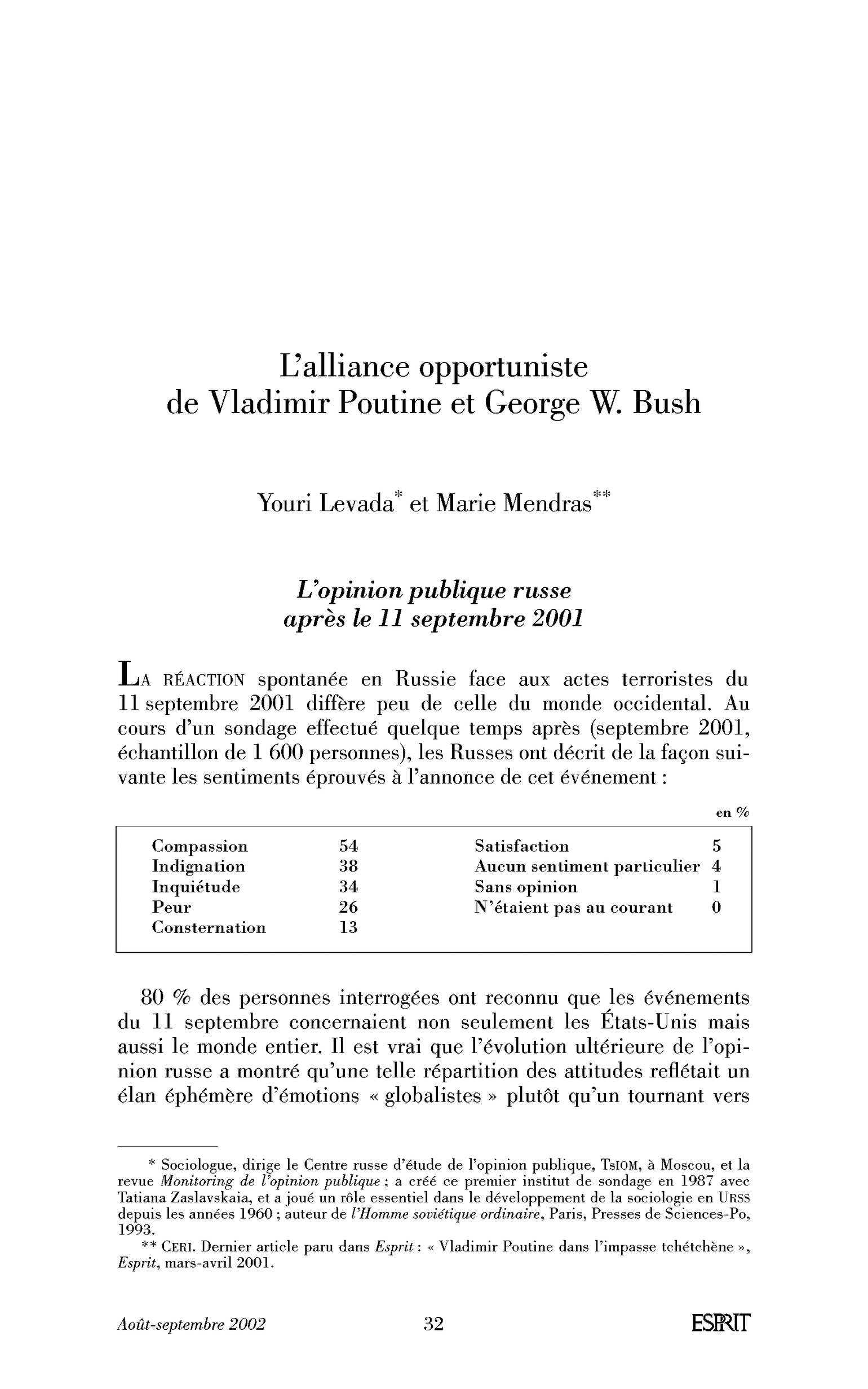 L’alliance opportuniste de Vladimir Poutine et George W. Bush