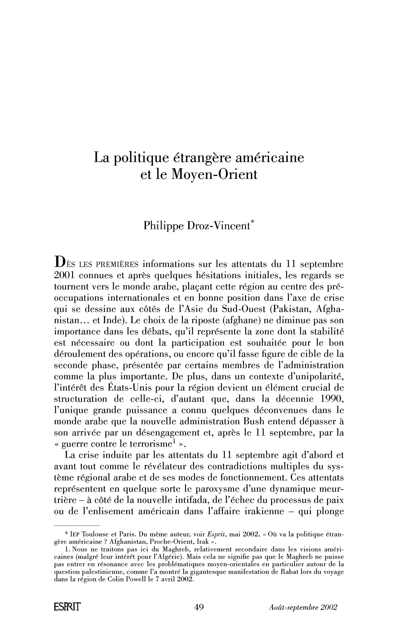 La politique étrangère américaine et le Moyen-Orient