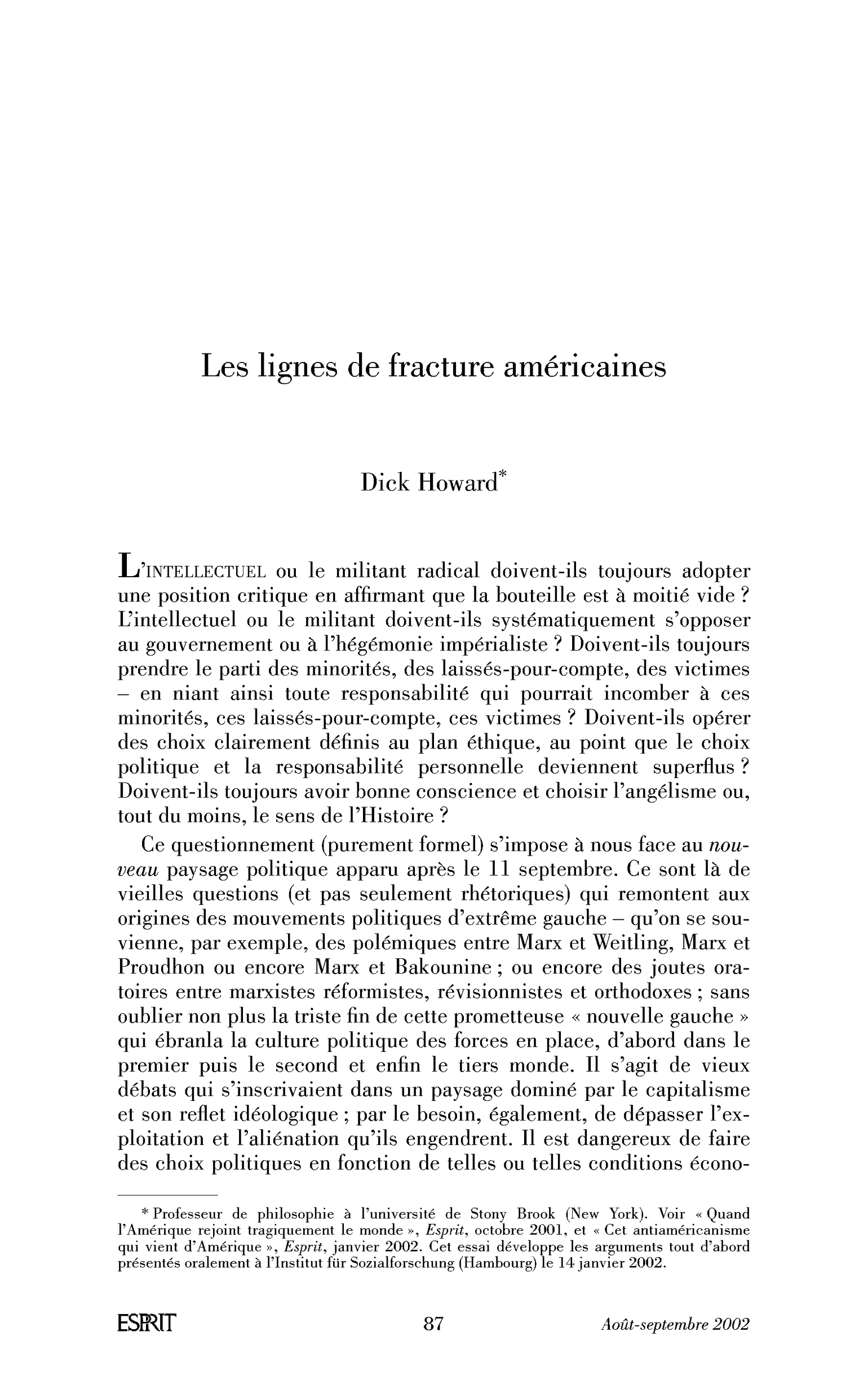 Les lignes de fracture américaines