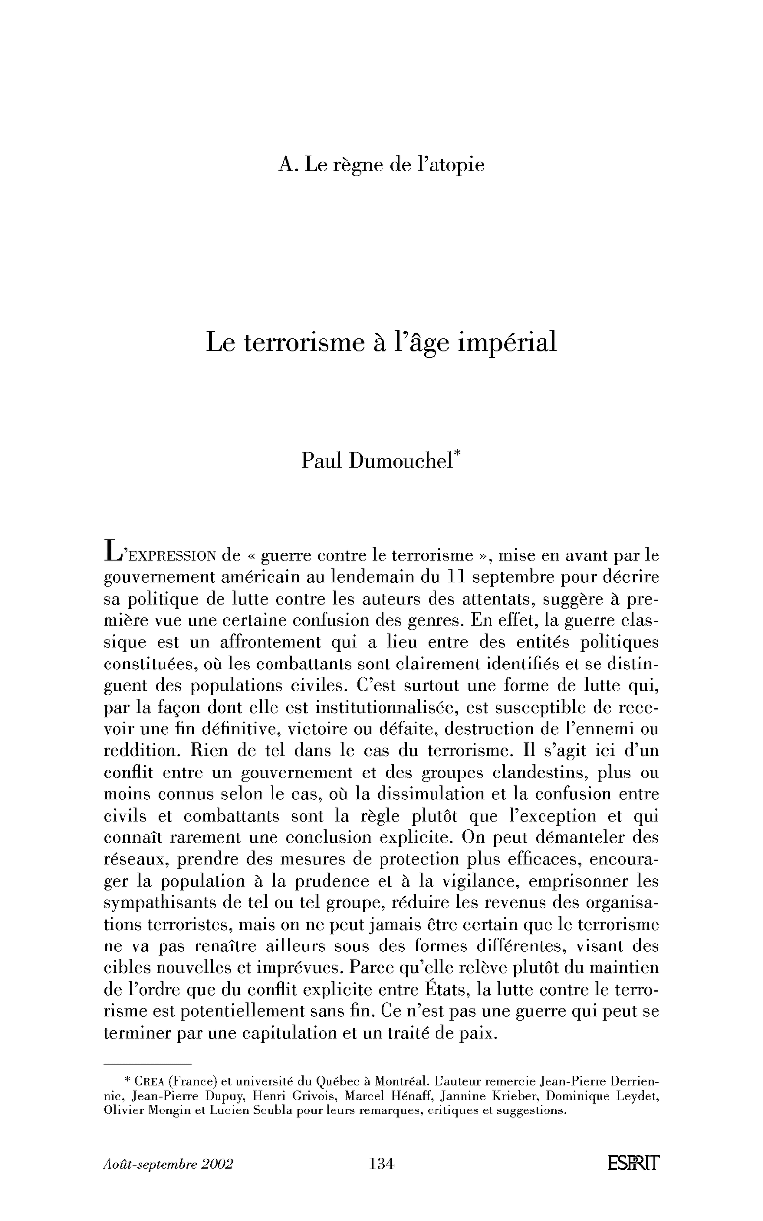 Le terrorisme à l’âge impérial