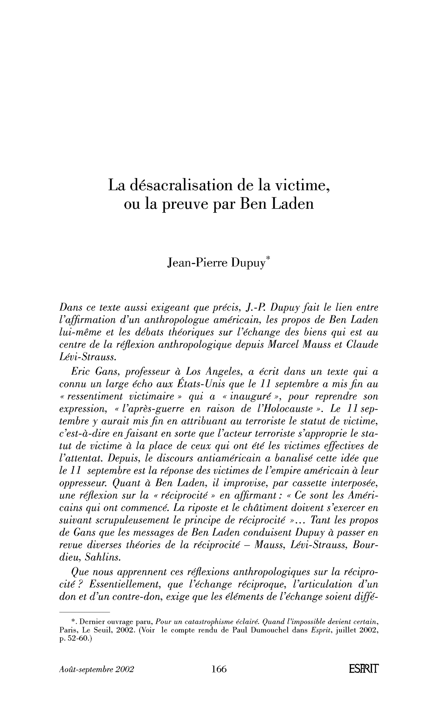 La désacralisation de la victime, ou la preuve par Ben Laden