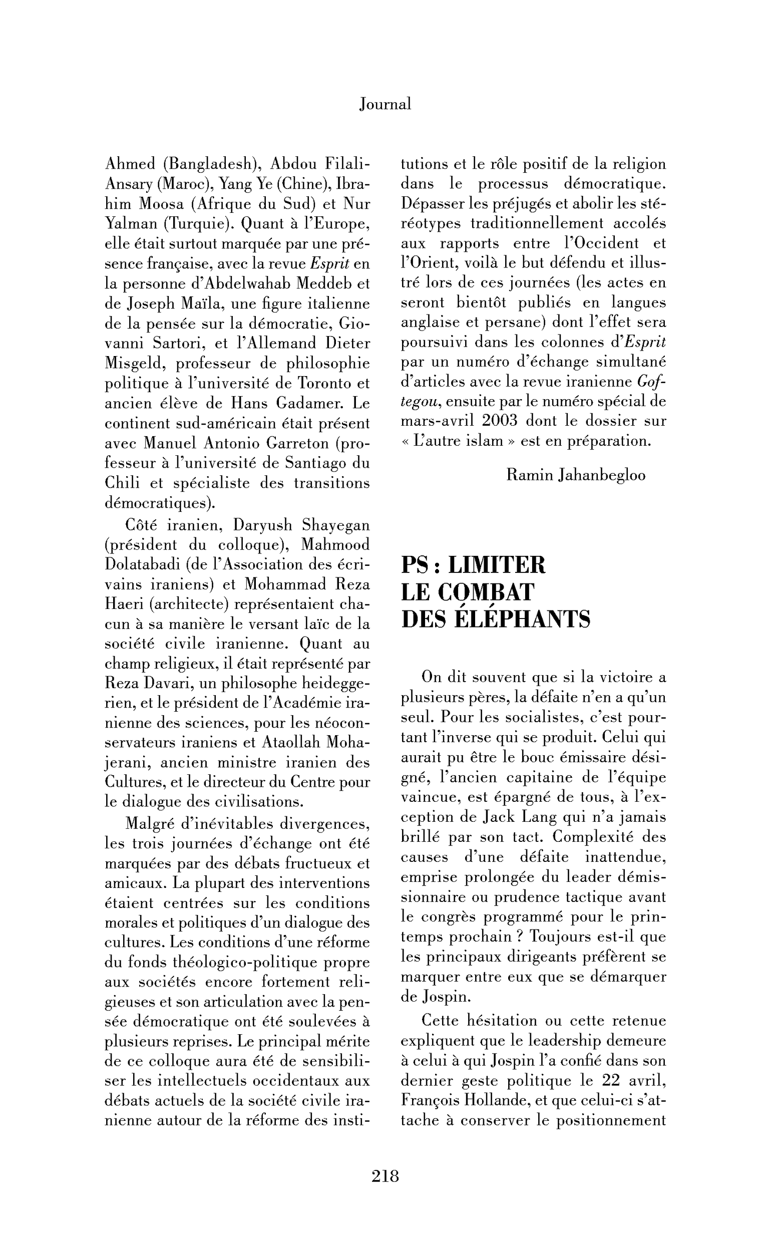 PS: limiter le combat des éléphants