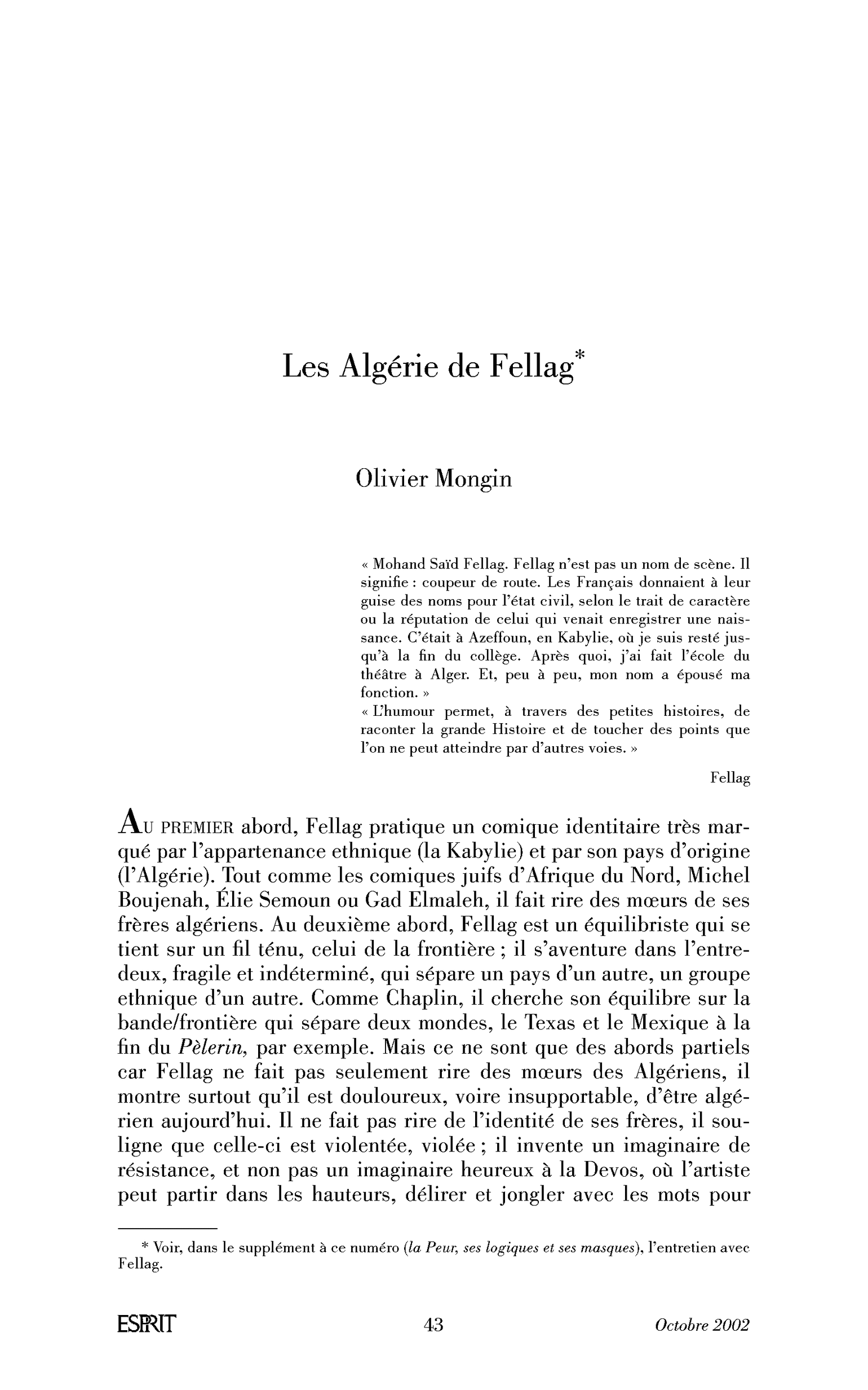 Les Algérie de Fellag