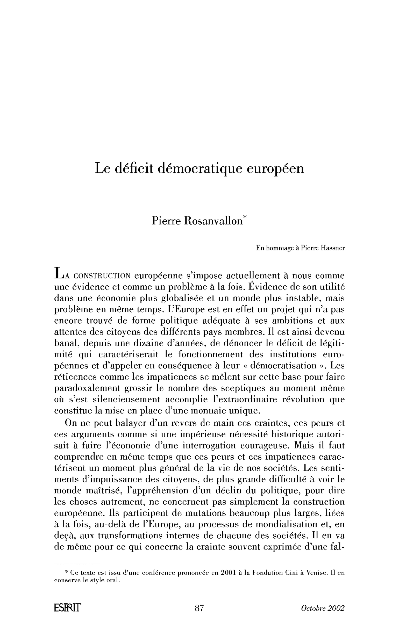 Le déficit démocratique européen