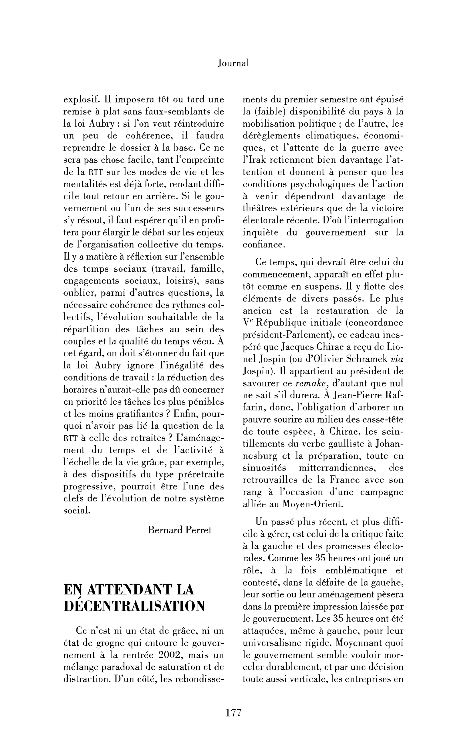 En attendant la décentralisation