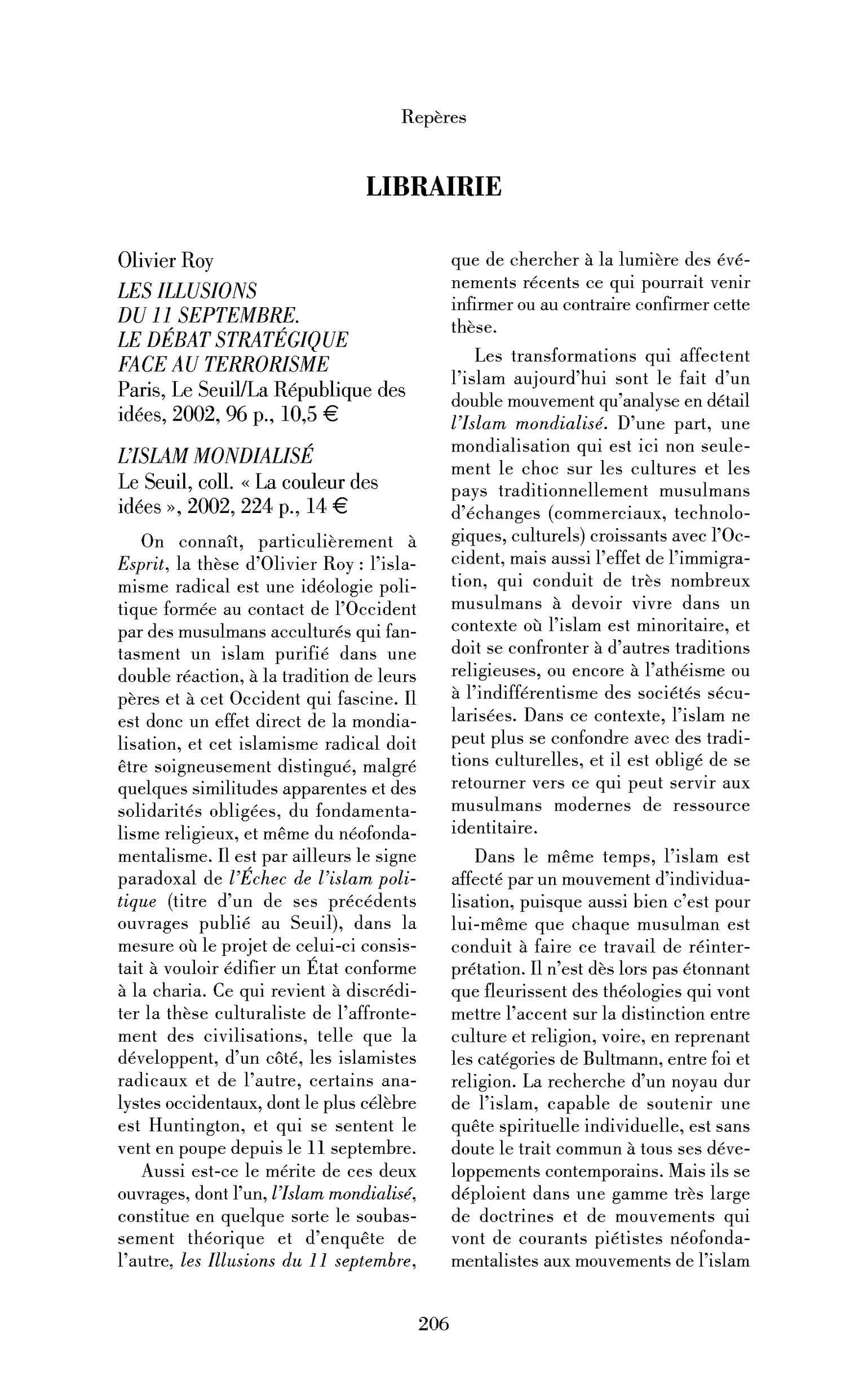 Olivier Roy: l’Islam mondialisé