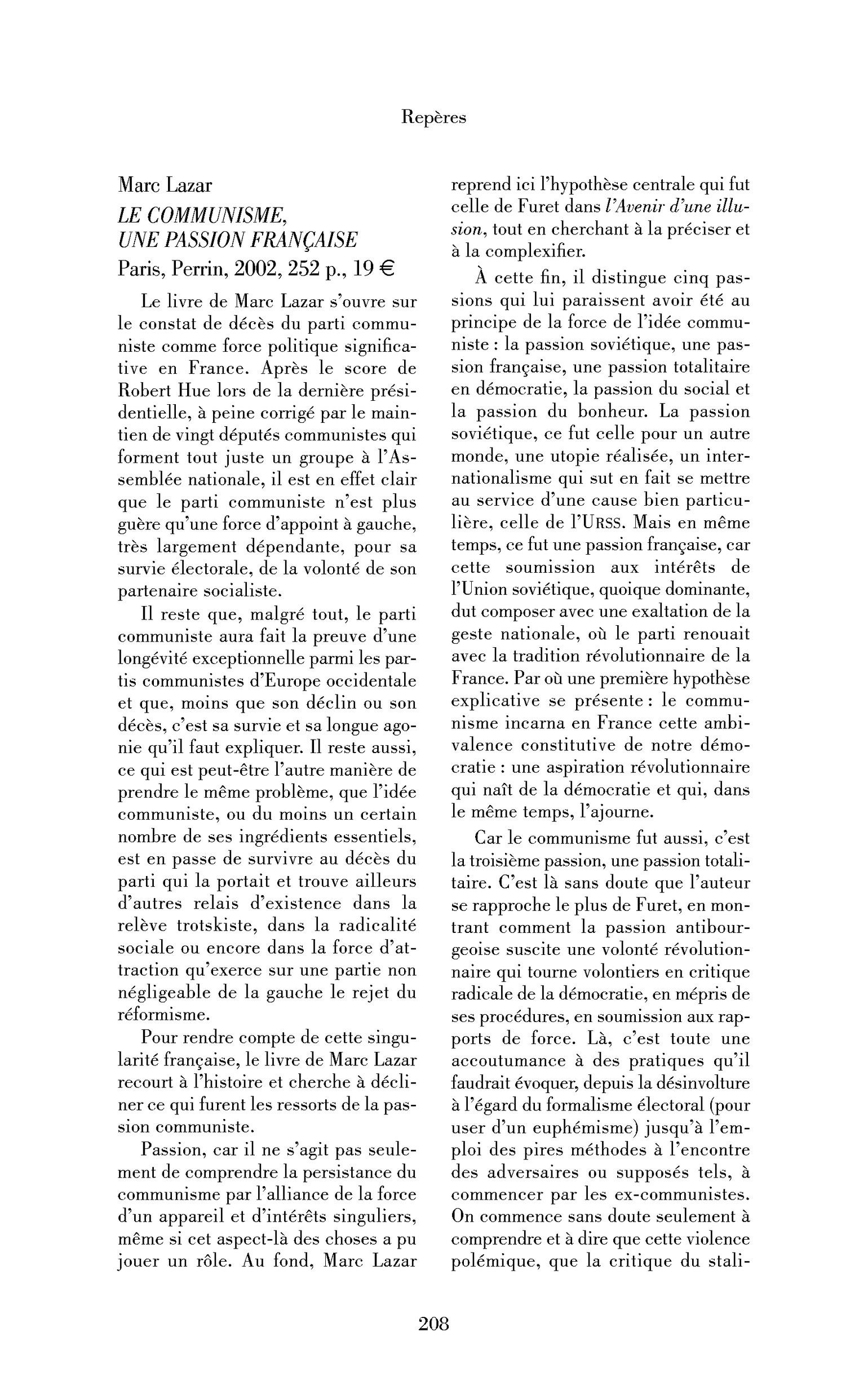 Marc Lazar: le Communisme, une passion française