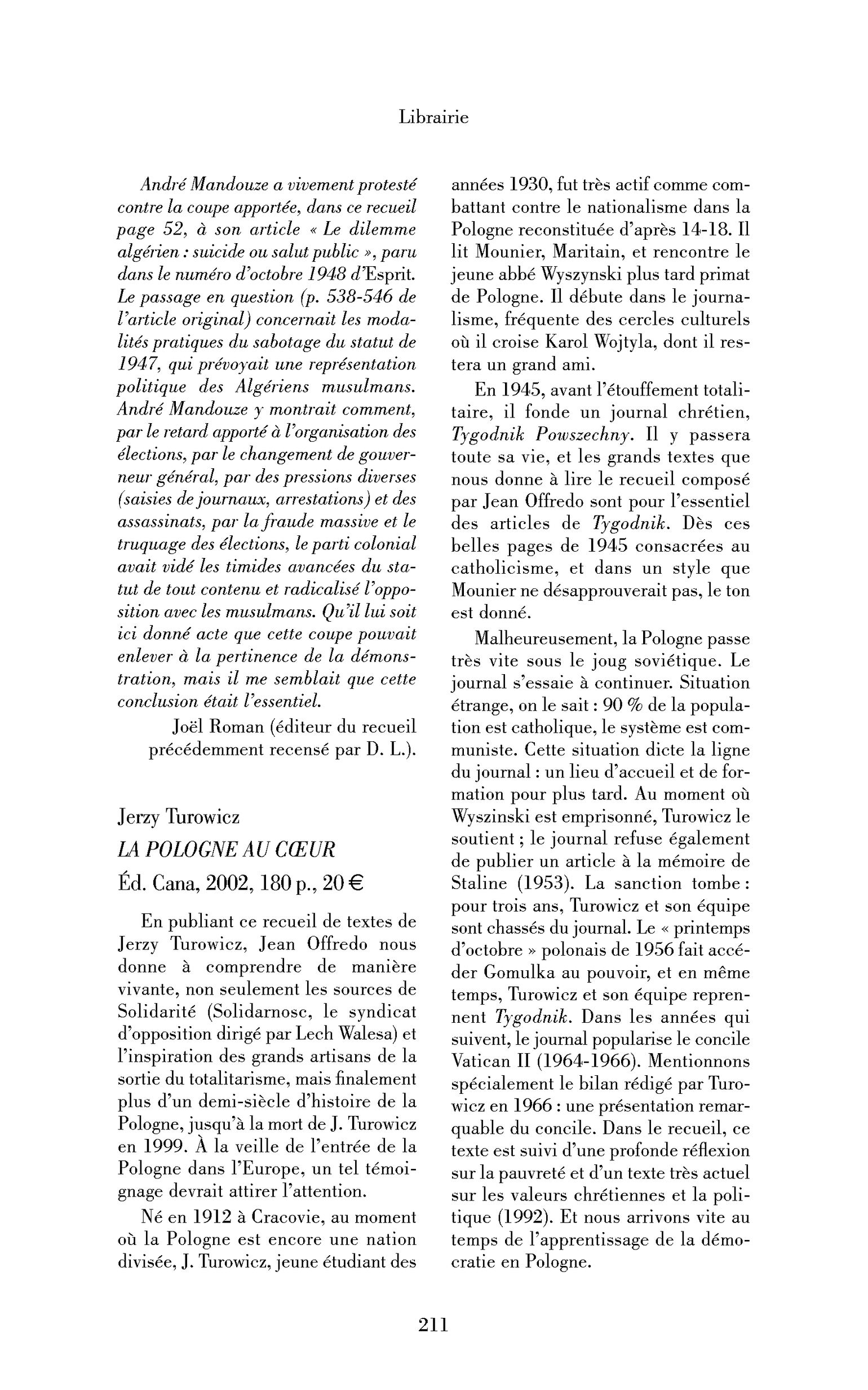 Jerzy Turowicz: la Pologne au cœur