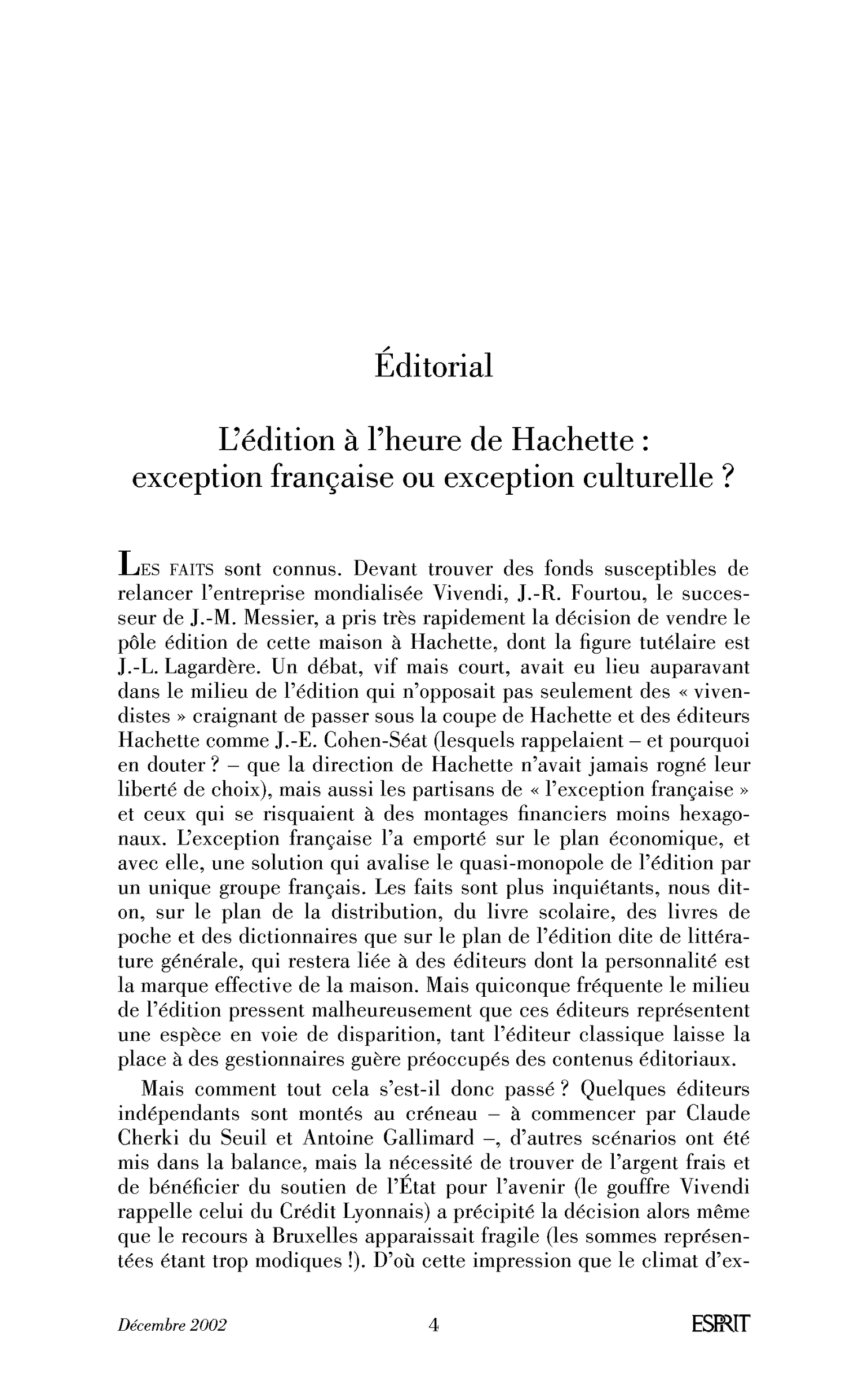 L’édition à l’heure de Hachette : exception française ou exception culturelle ?