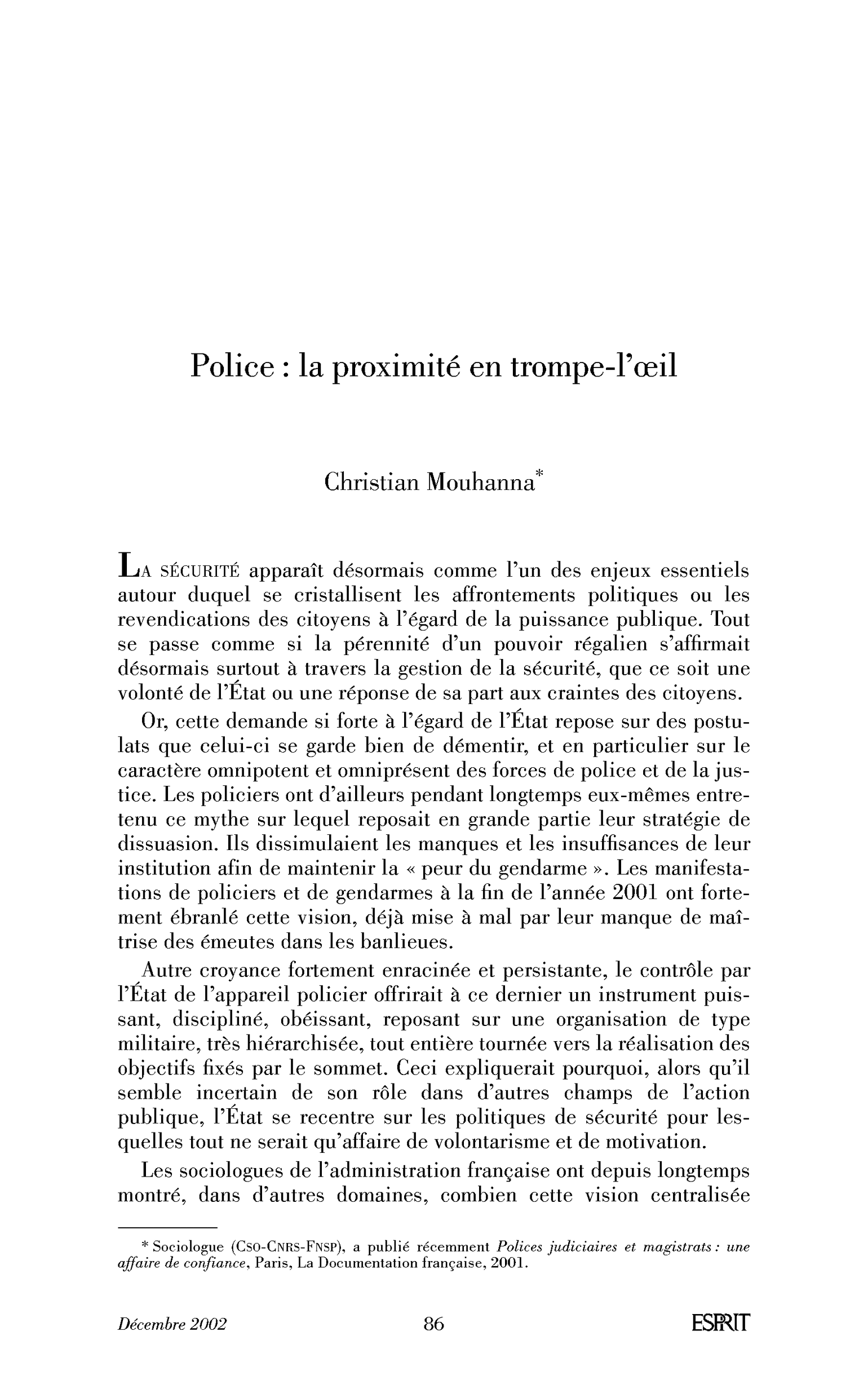 Police : la proximité en trompe-l’oeil.