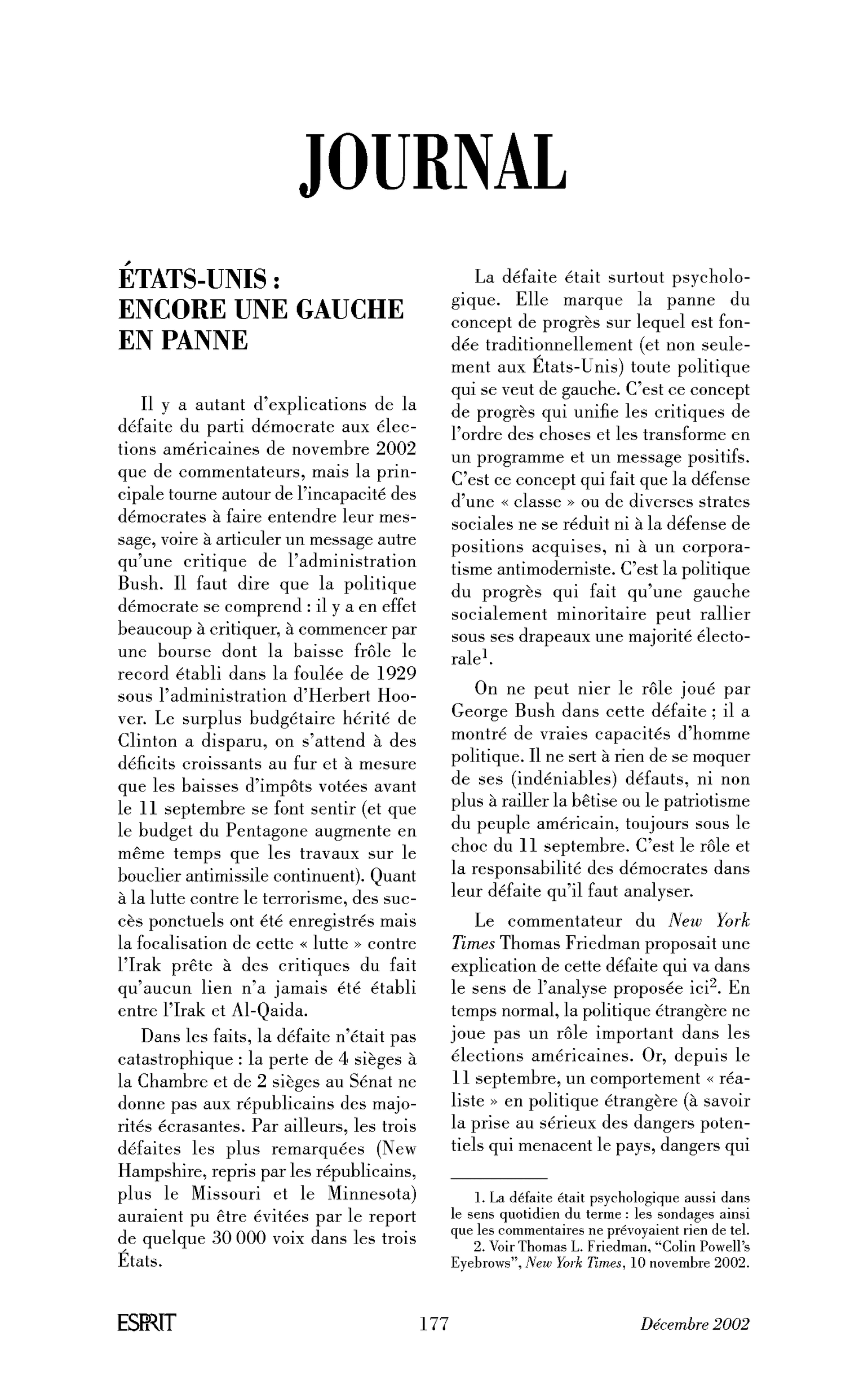 États-Unis : encore une gauche en panne
