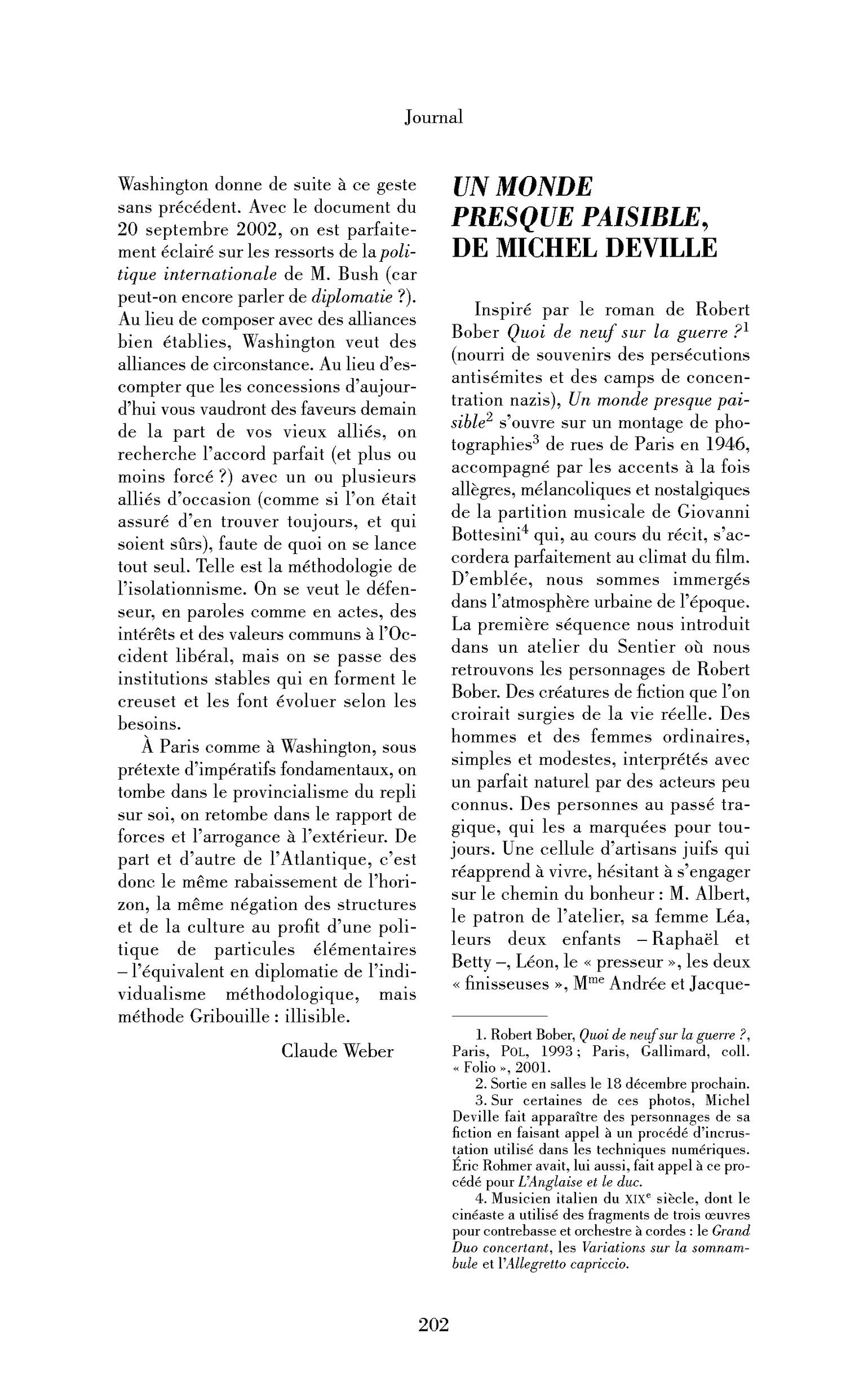 Un monde presque paisible, de Michel Deville