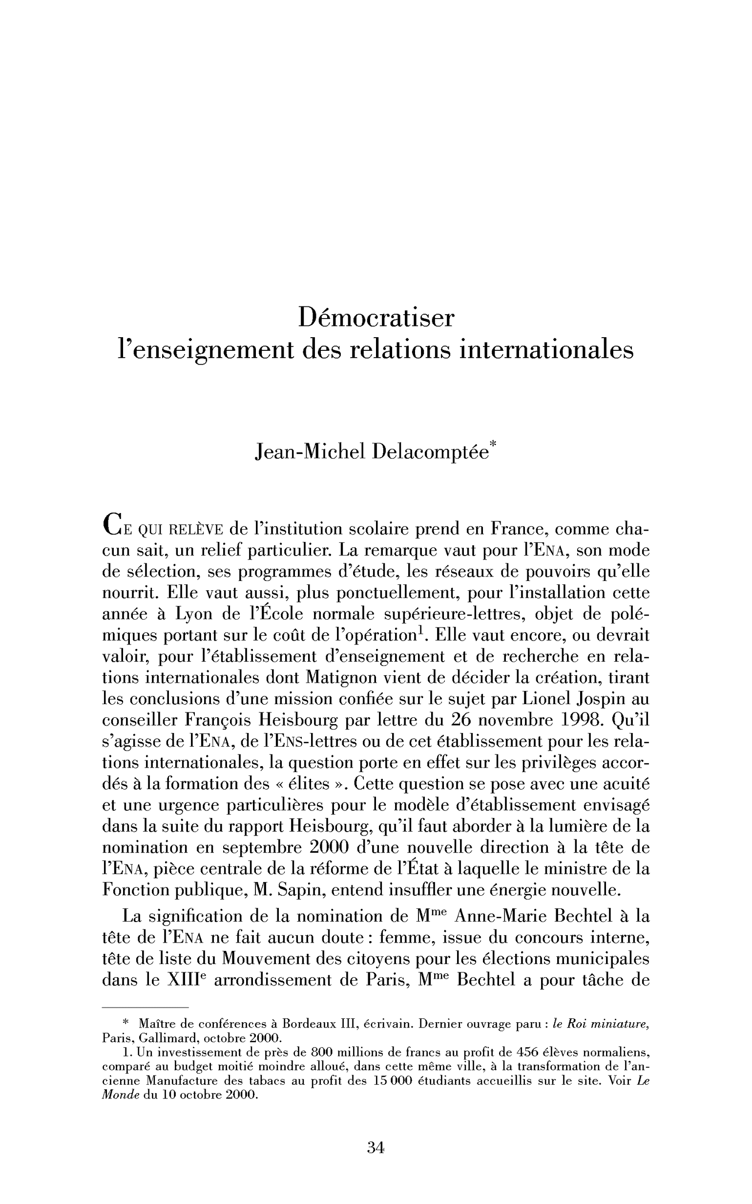 Démocratiser l’enseignement des relations internationales