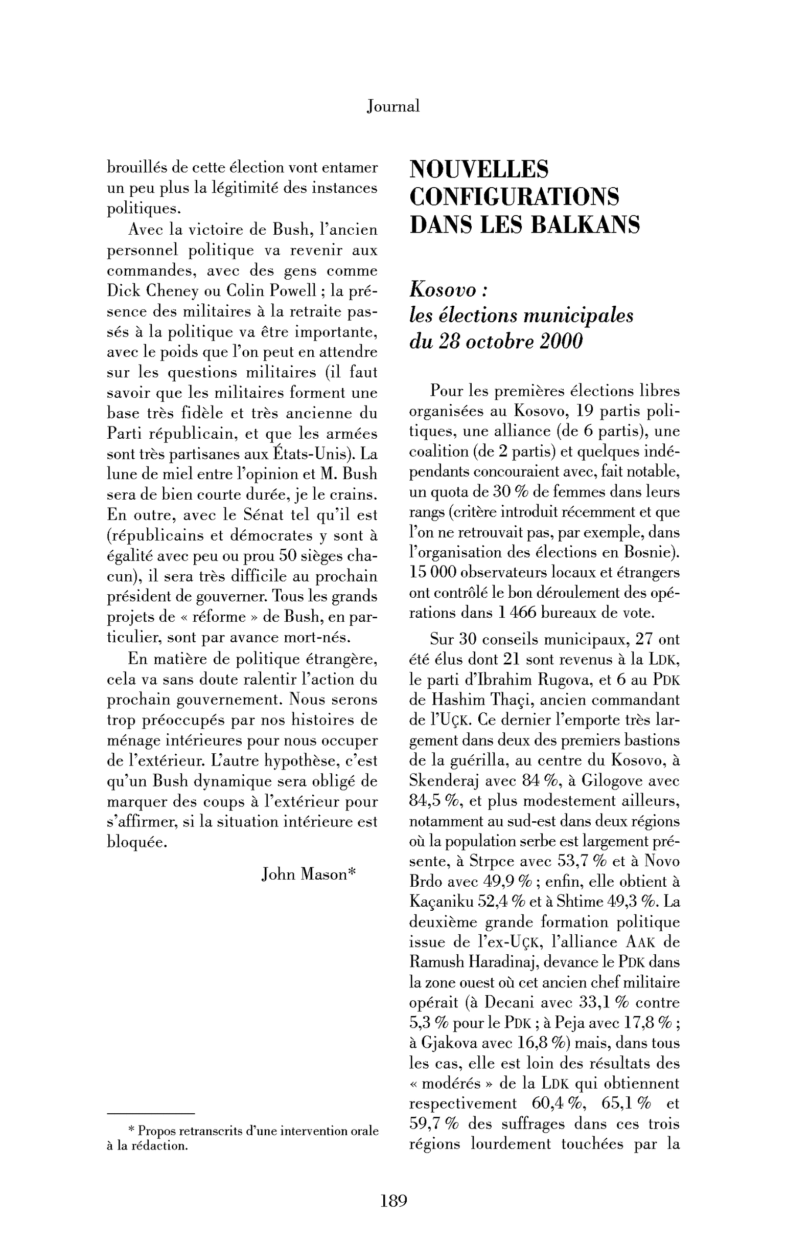 Nouvelles configurations dans les Balkans