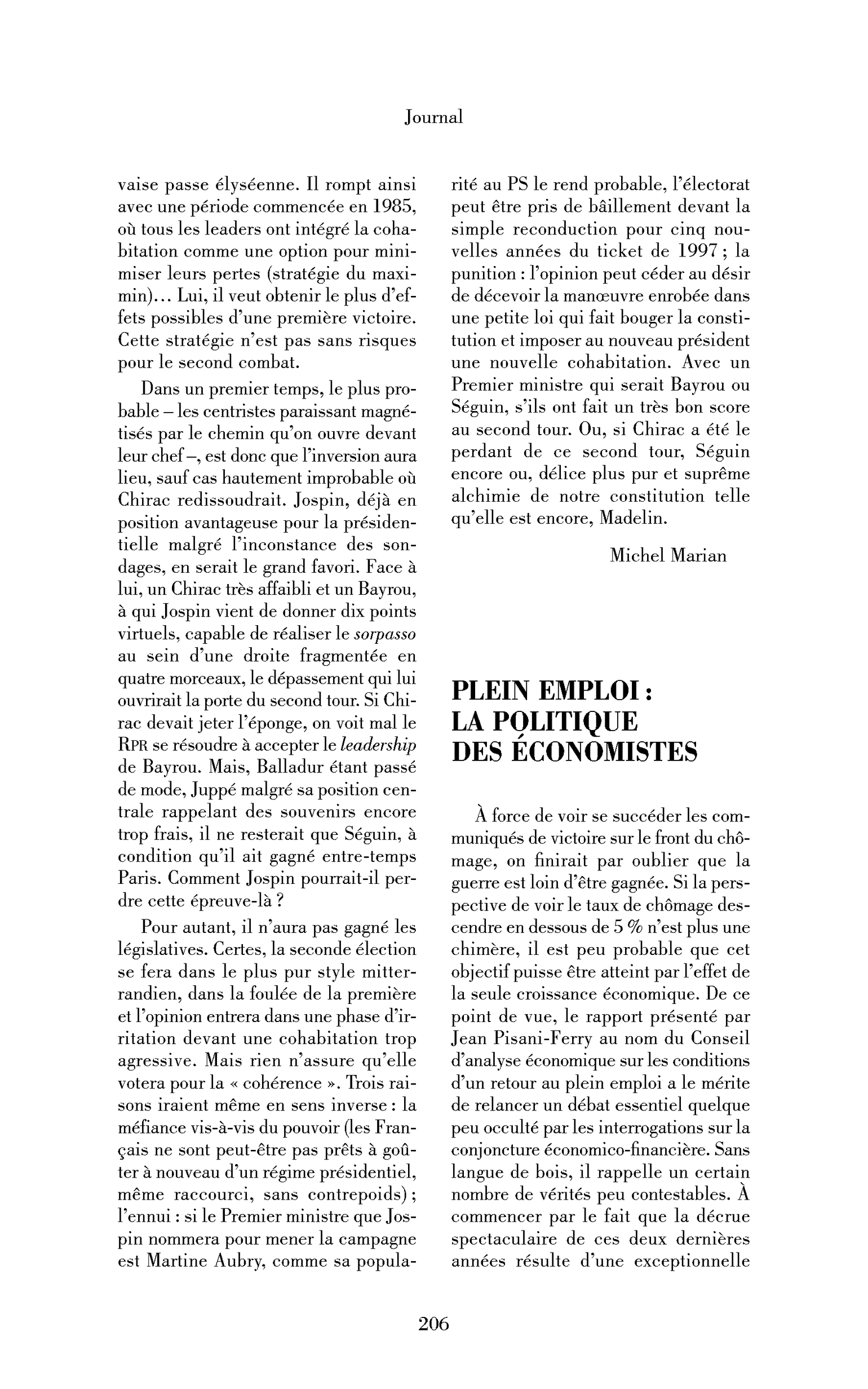 Plein emploi : la politique des économistes