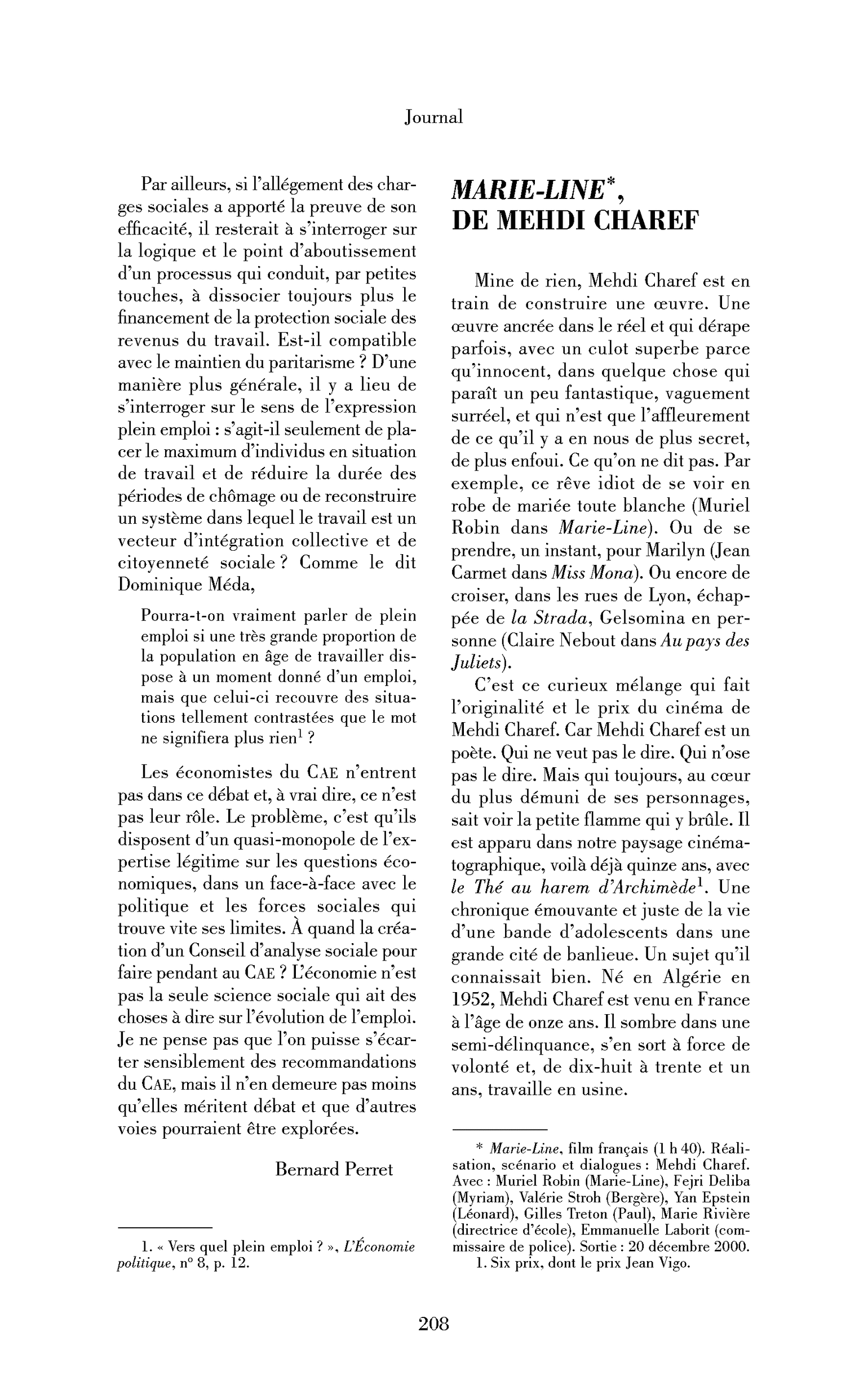 Marie-Line, de Mehdi Charef