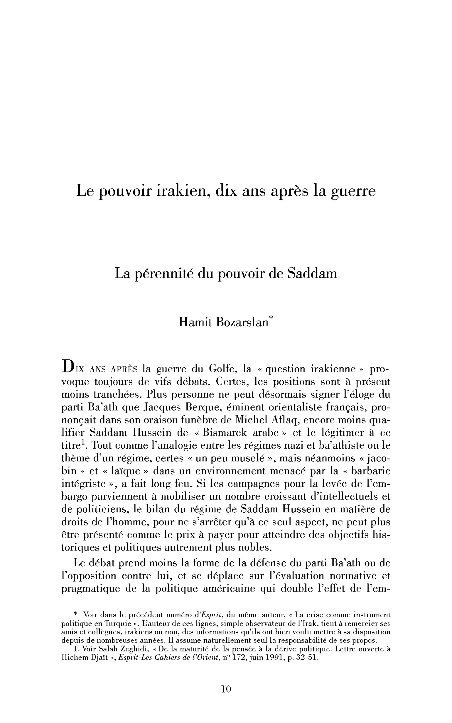 Le pouvoir irakien, dix ans après la guerre