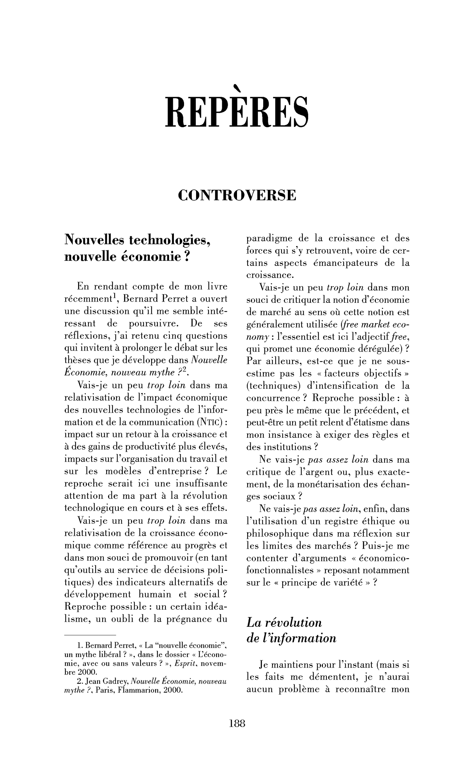 Nouvelles technologies, nouvelle économie?