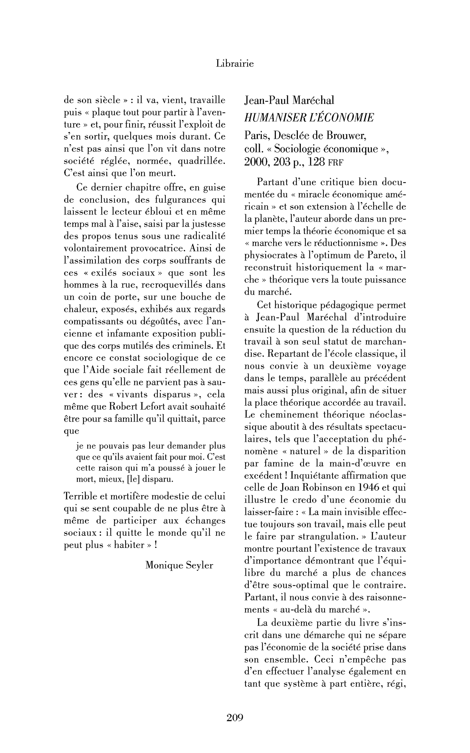 Jean-Paul Maréchal : Humaniser l’économie