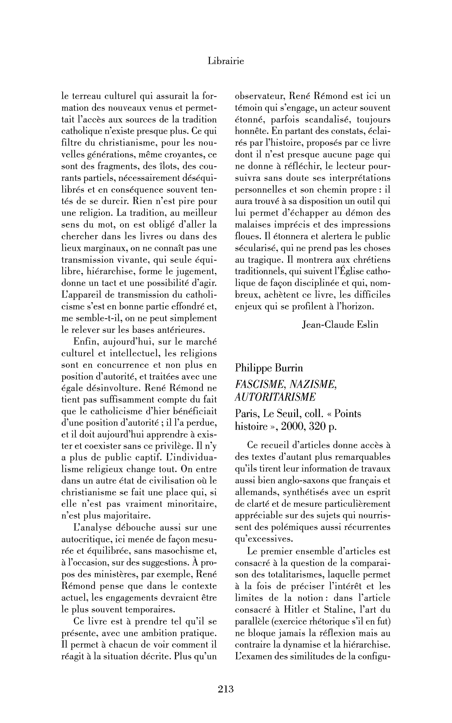 Philippe Burrin : Fascisme, nazisme, autoritarisme