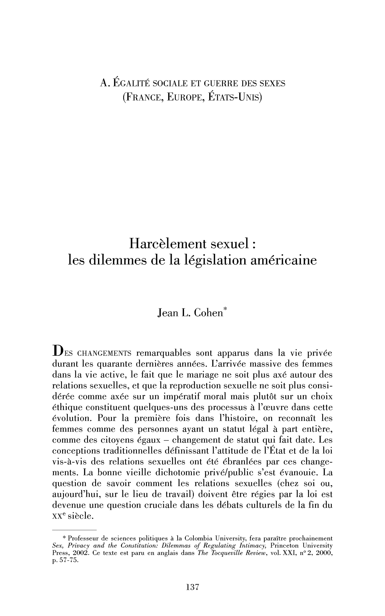 Harcèlement sexuel : les dilemmes de la législation américaine
