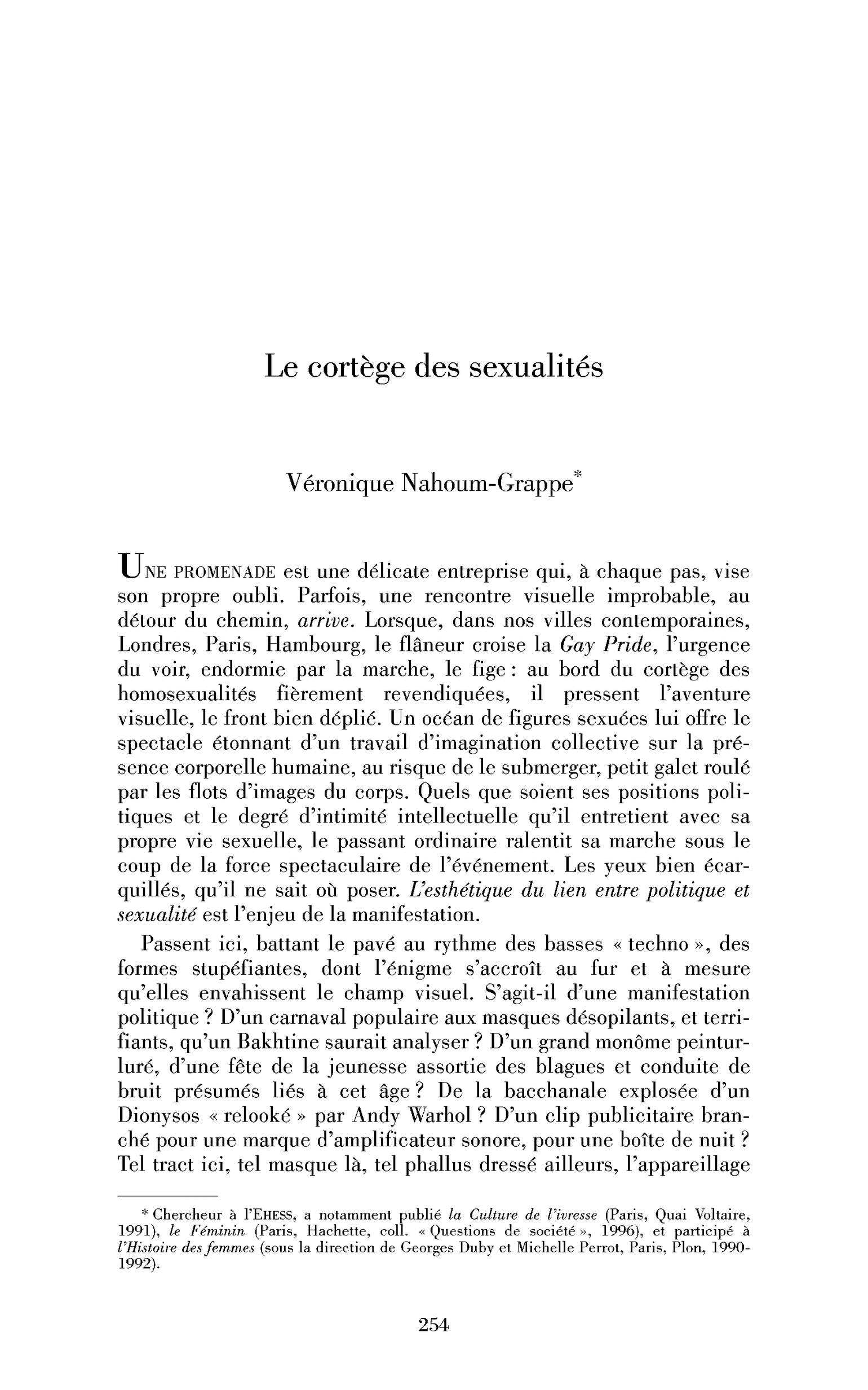 Le cortège des sexualités