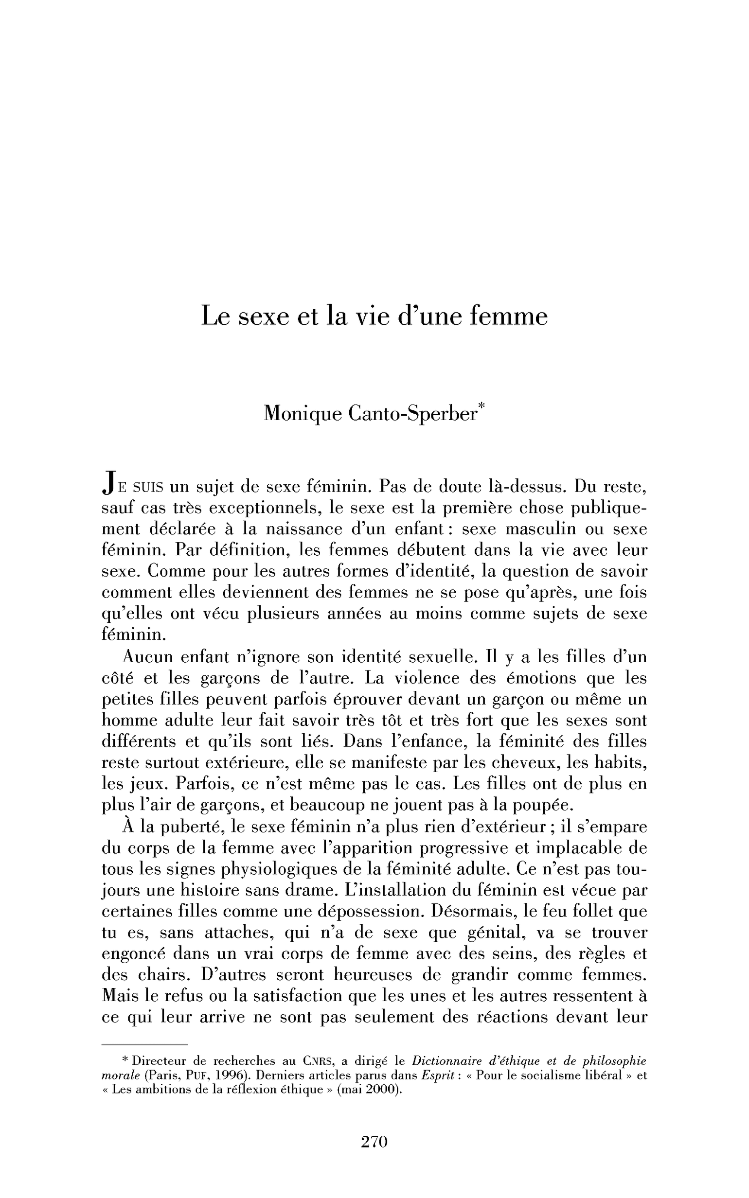 Le sexe et la vie d’une femme
