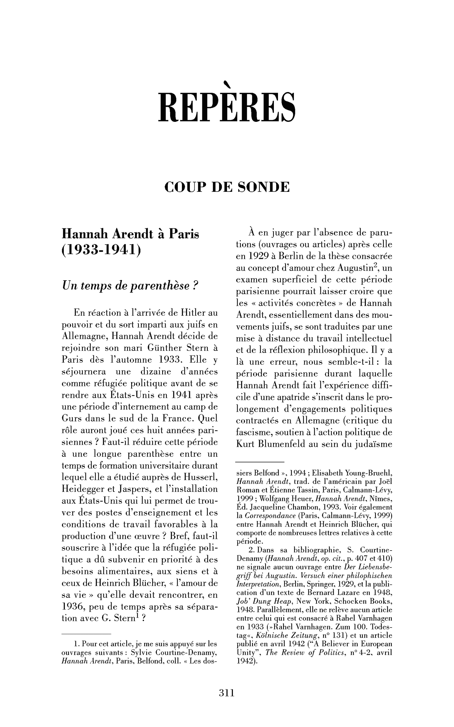 Hannah Arendt à Paris (1933-1941)