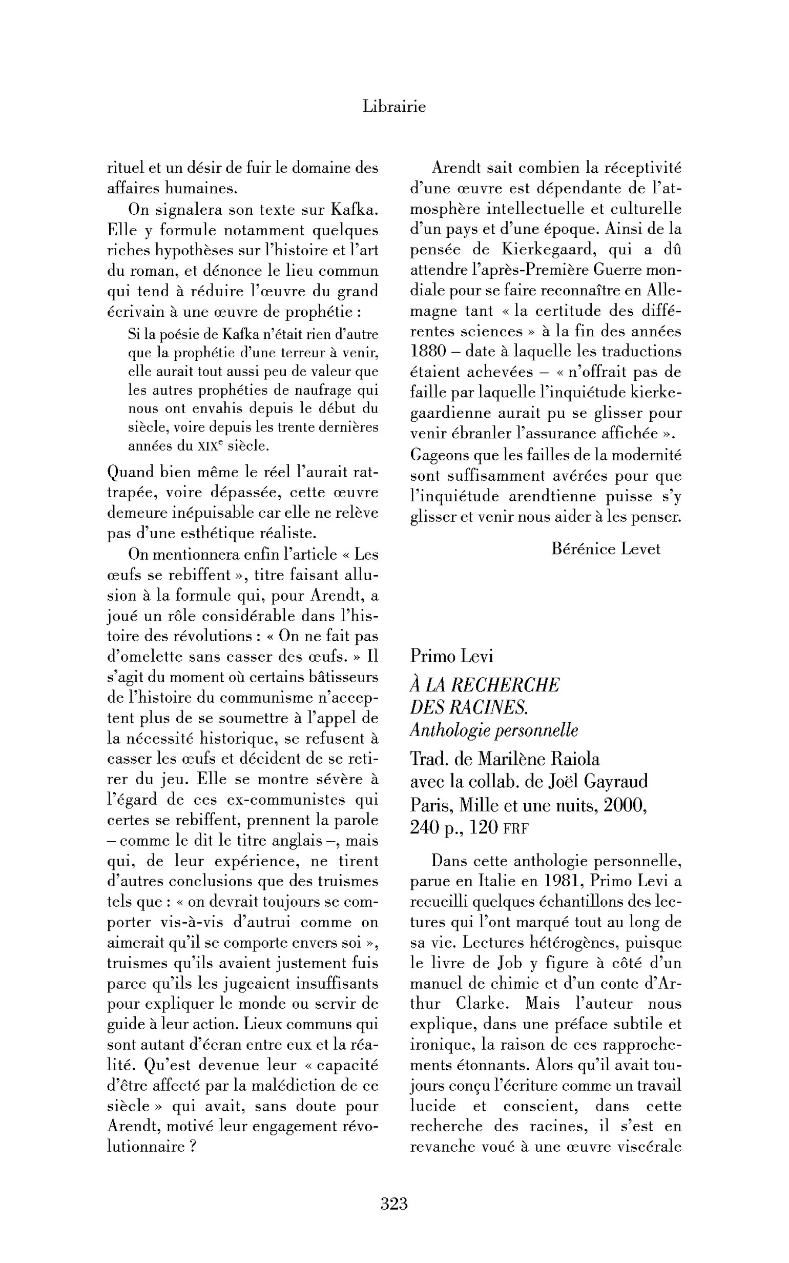 Primo Levi : À la recherche des racines. Anthologie personnelle