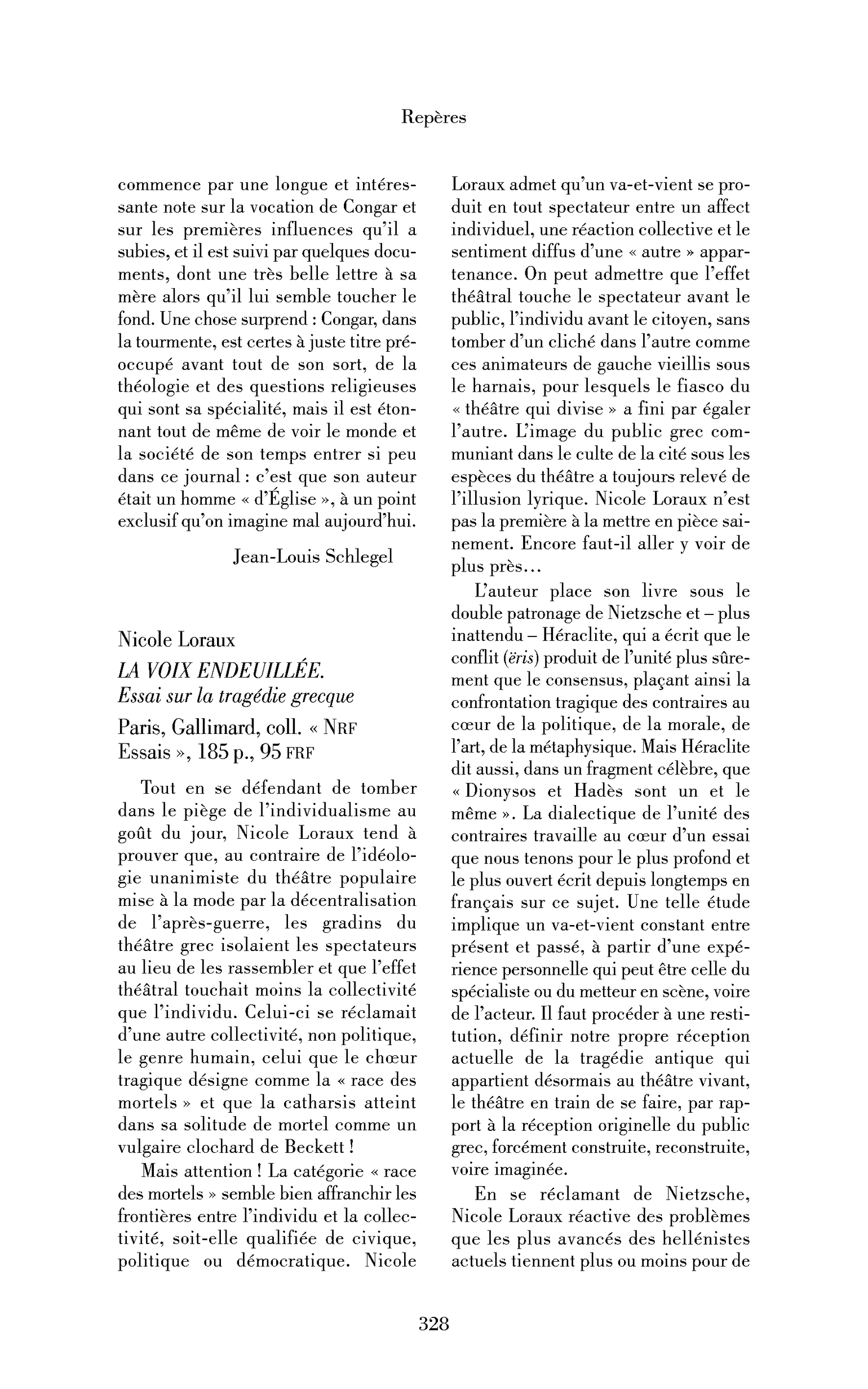 Nicole Loraux : la Voix endeuillée. Essai sur la tragédie grecque