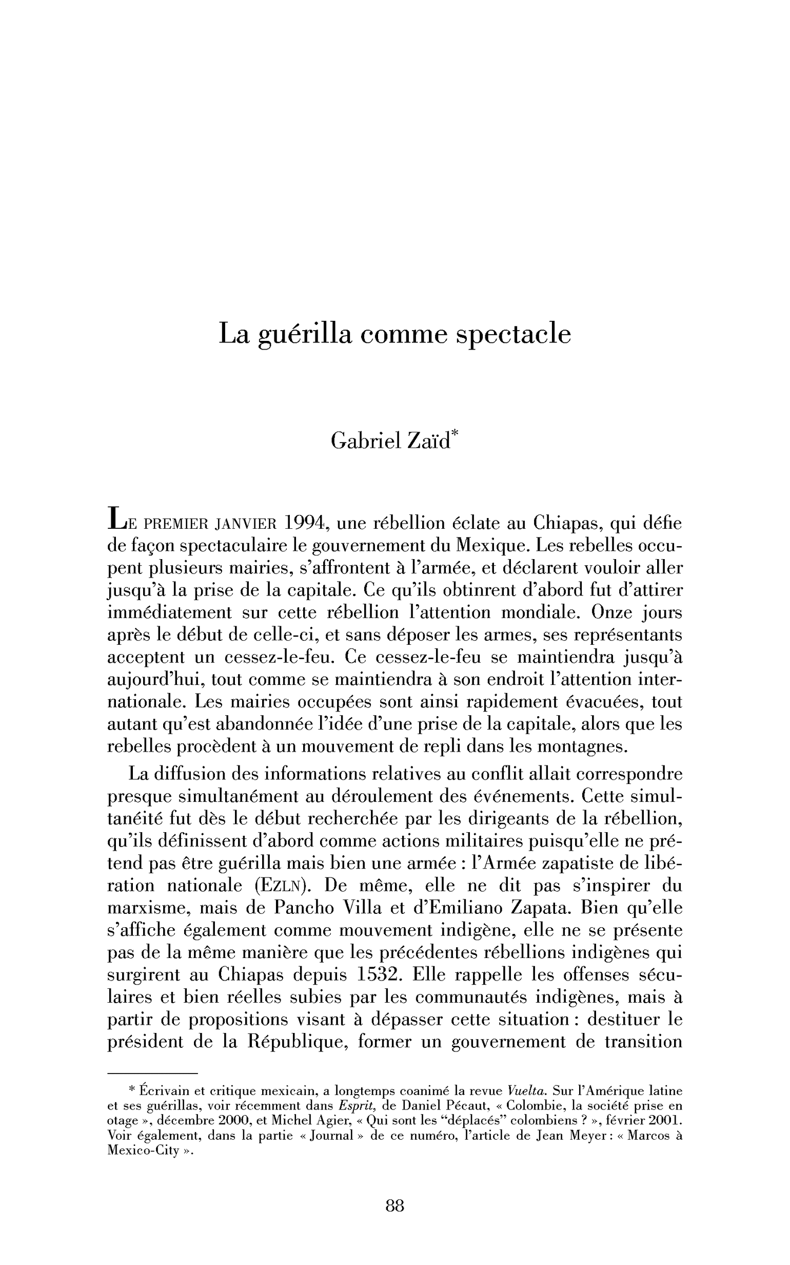 La guérilla comme spectacle