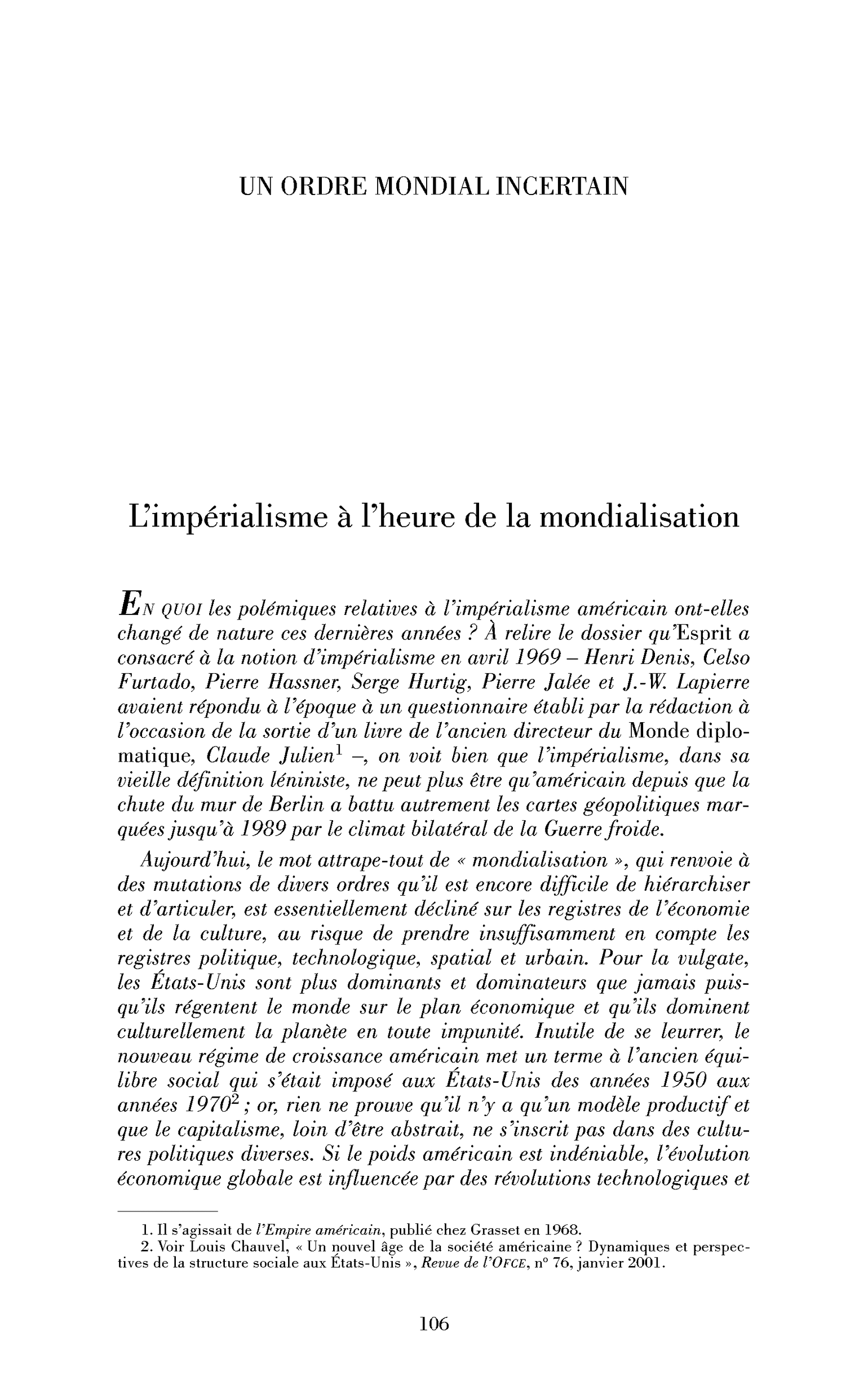 Introduction : l’impérialisme à l’heure de la mondialisation