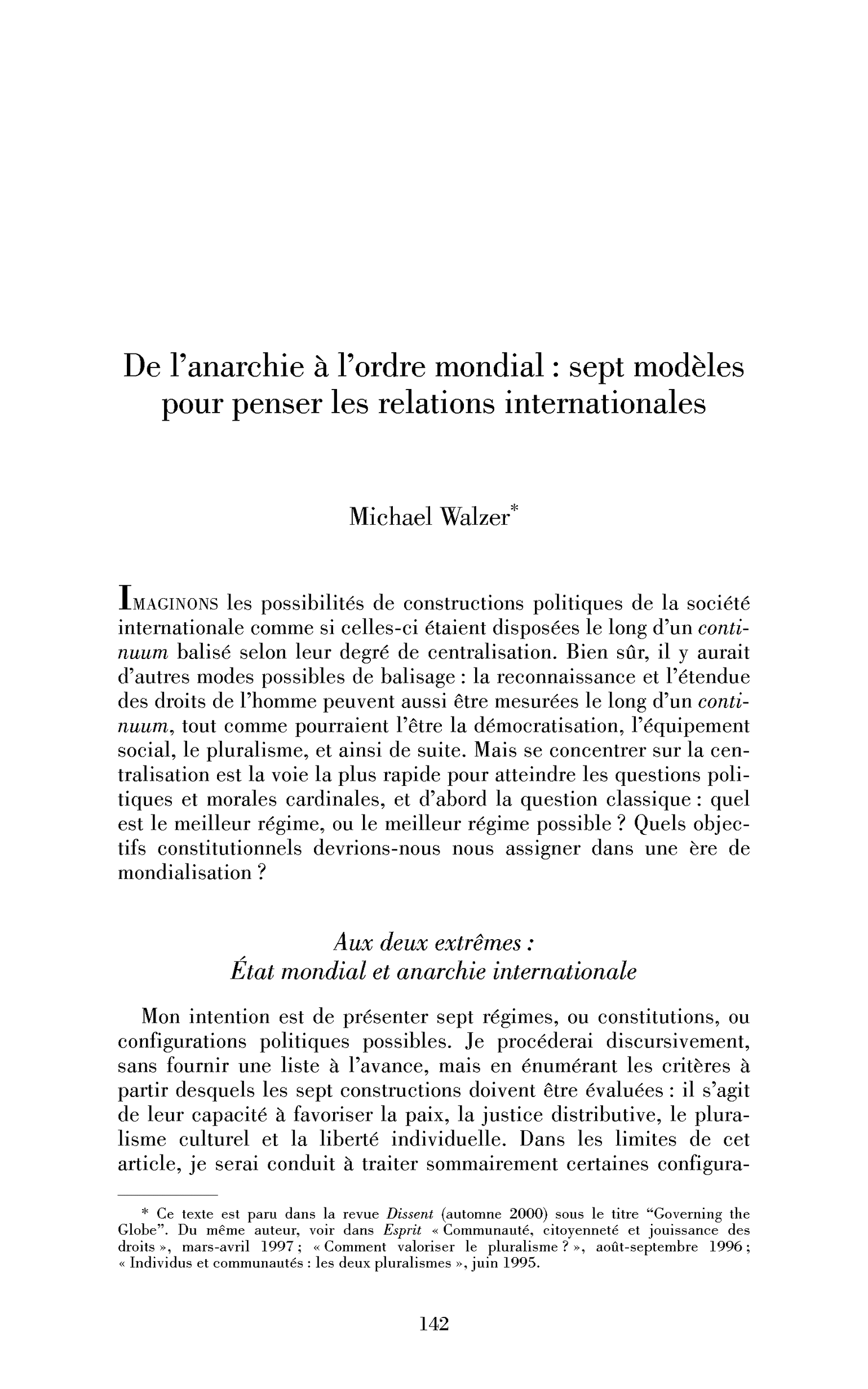 De l’anarchie à l’ordre mondial : sept modèles pour penser les relations internationales