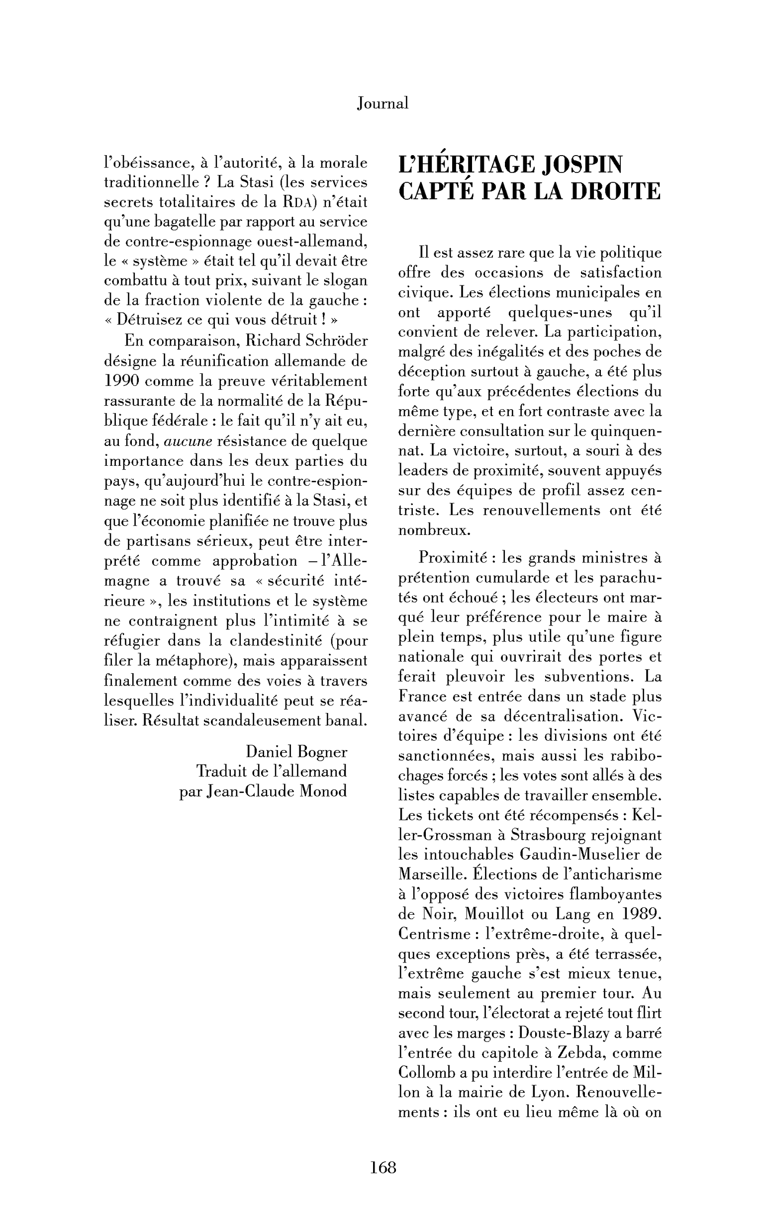 L’héritage Jospin capté par la droite