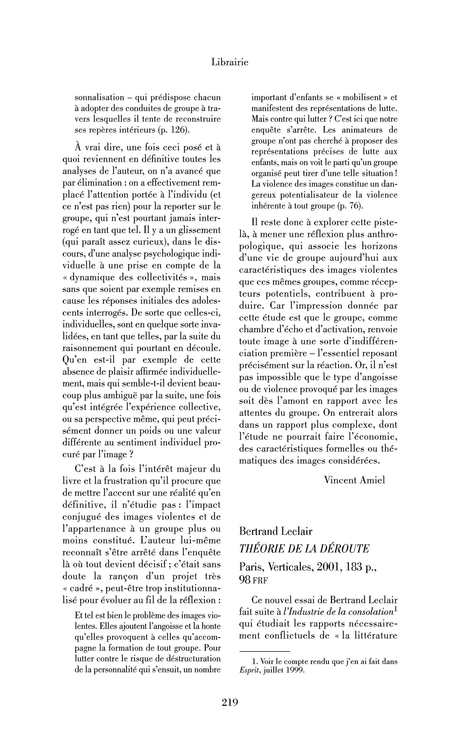 Bertrand Leclair : Théorie de la déroute