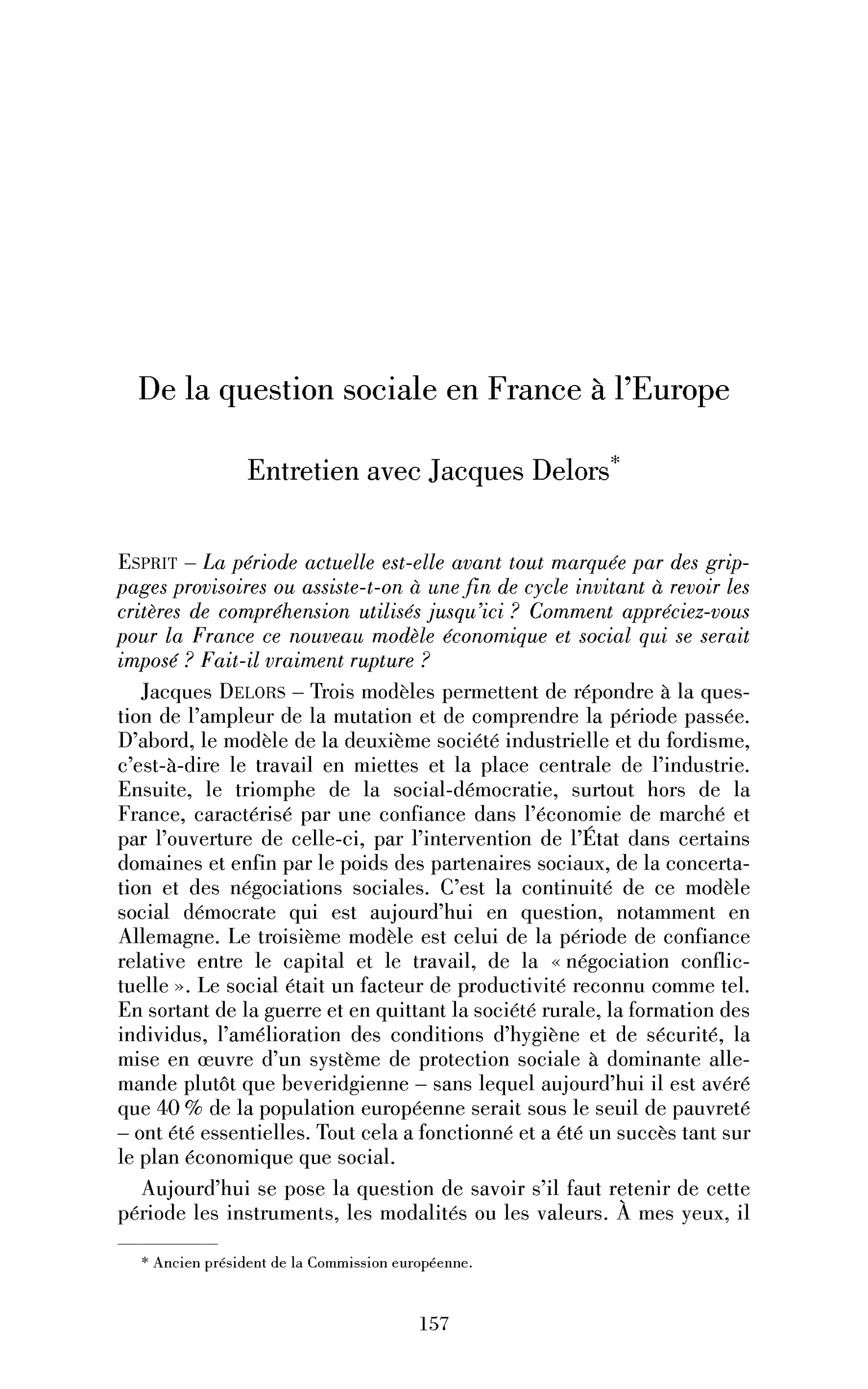De la question sociale en France à l’Europe. (Entretien)